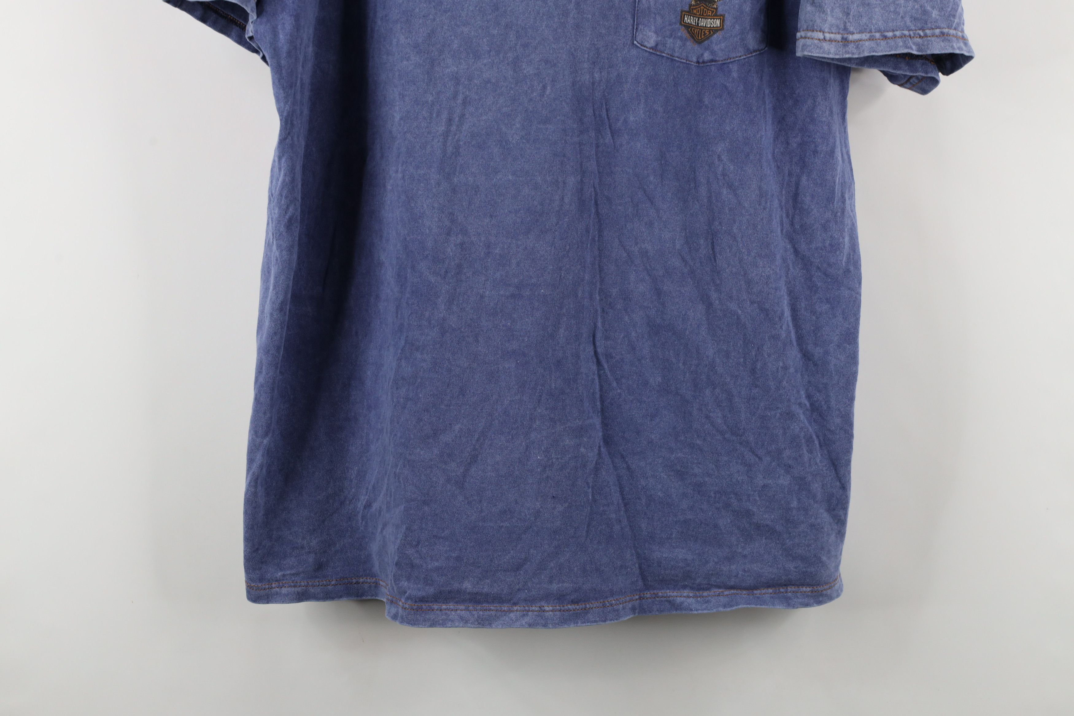 Harley Davidson × Vintage Vintage 90s Harley Davidson Wash Eagle Pocket T-Shirt USA Size US XL / EU 56 / 4 - 3 Thumbnail