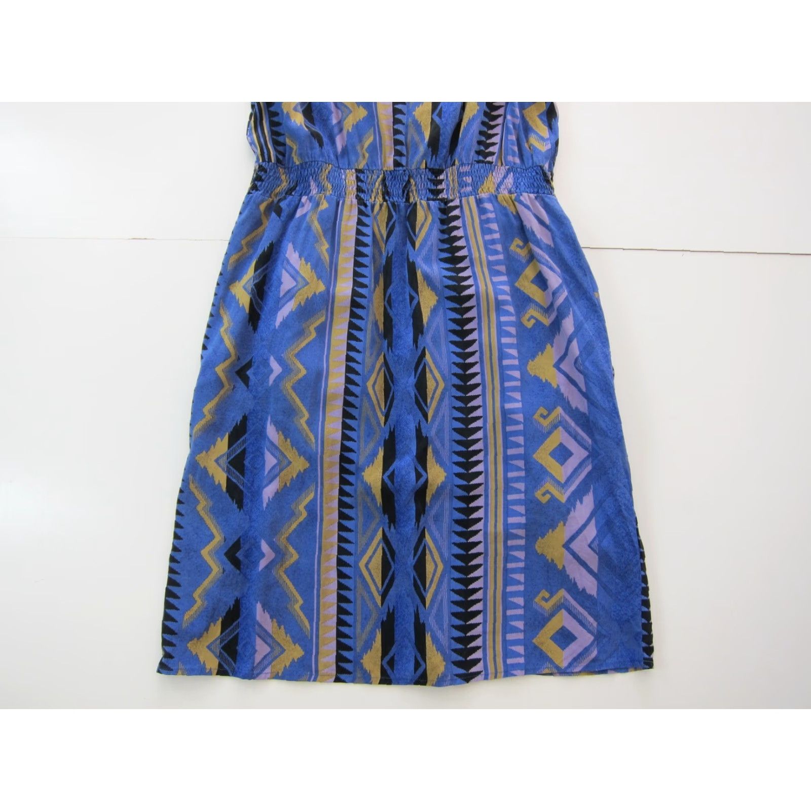 Vintage Yumi Kim 100% Silk Yellow Aztec Cap Sleeve Pocket Sheath Dress Small Size S / US 4 / IT 40 - 6 Thumbnail