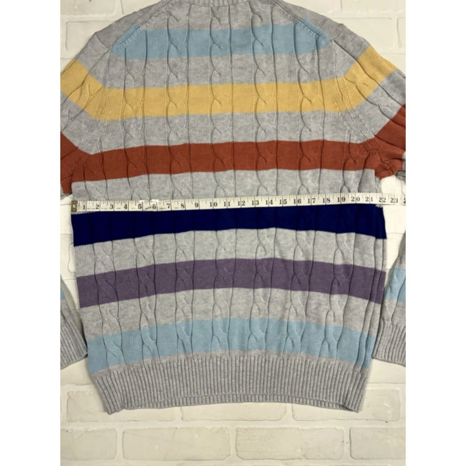 Brooks Brothers Brooks Brothers Cable Knit Sweater Womens XL Pastel Striped Long Sleeve Supima Pullover Crew Neck Casual Travel Business Size XL / US 12-14 / IT 48-50 - 6 Thumbnail