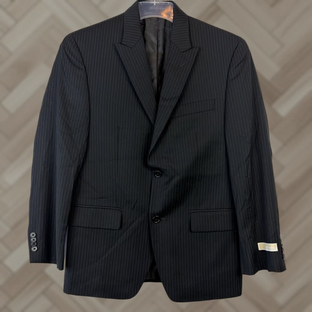 Michael Kors Michael Kors Men Blazer Shirt? 36S Black Pinstripe Two Button Sport Coat Jacket Dress Coat Blazer Size 36R - 1 Thumbnail