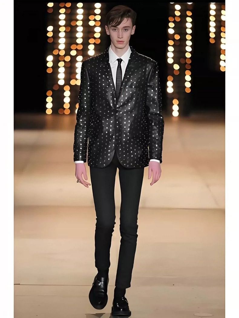 Saint Laurent Paris Saint Laurent Paris 14FW Show Style Rivet Leather blazer Size 48R - 1 Thumbnail