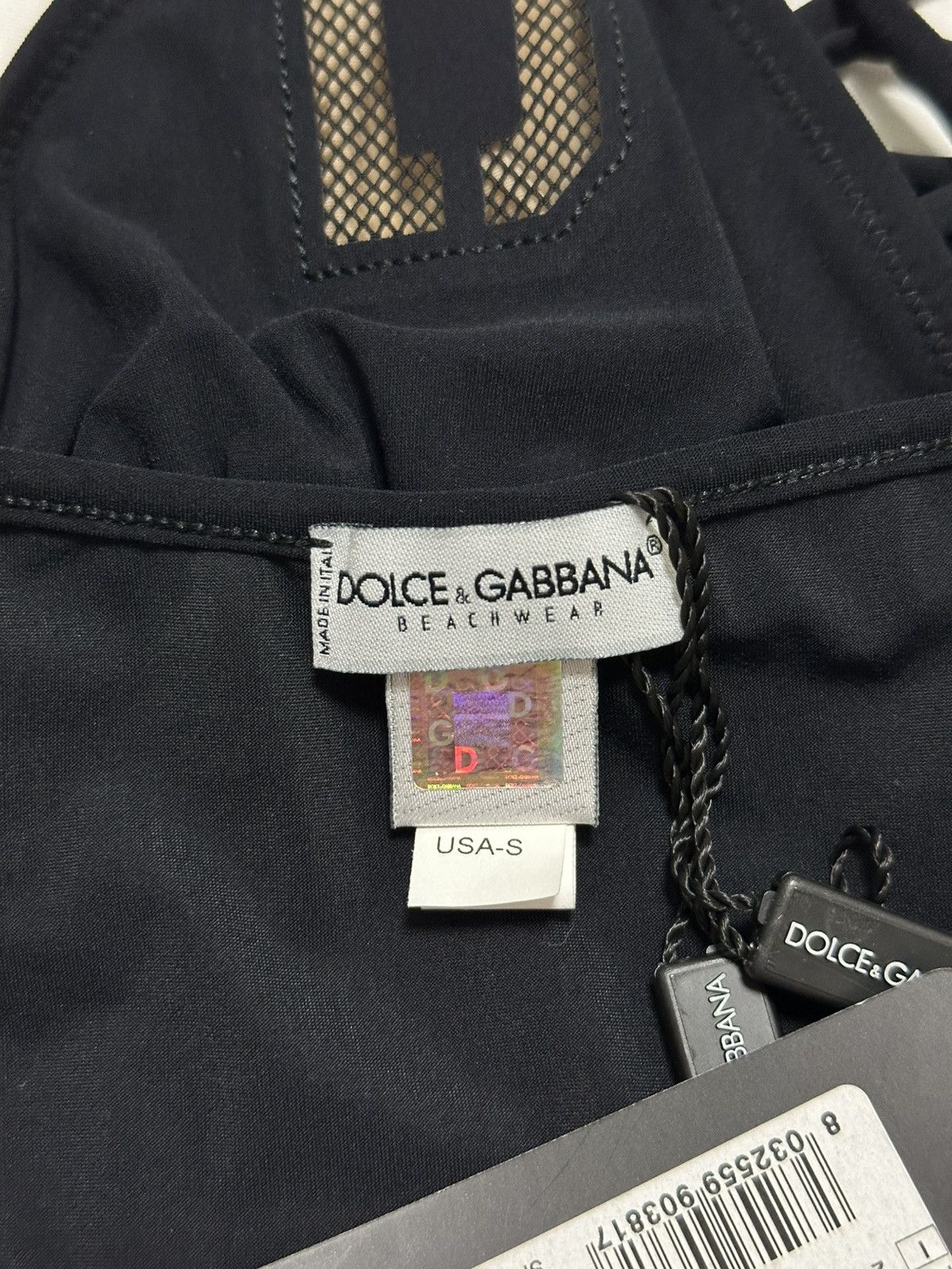 Dolce & Gabbana DOLCE&GABBANA Mesh DG Logo Triangle String Bikini Size S / US 4 / IT 40 - 6 Thumbnail