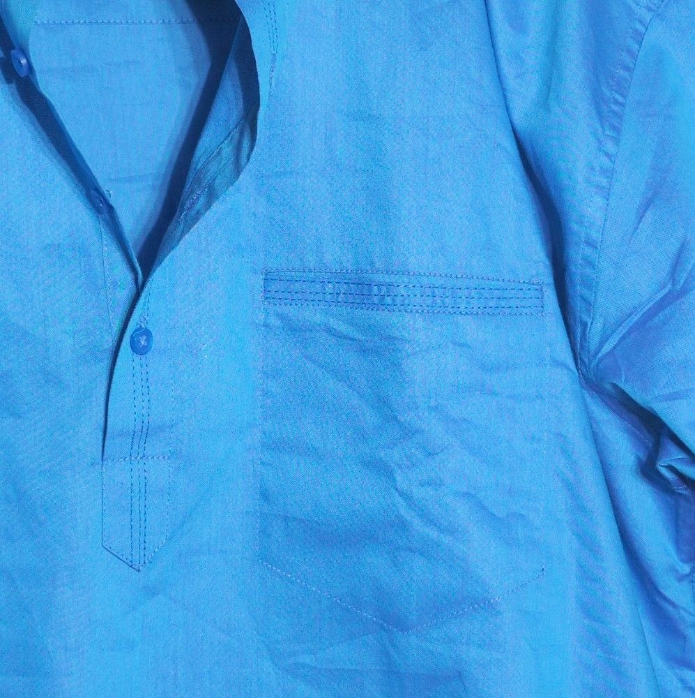 Vintage Vintage Con-Cave Kurta Sz 44 Blue Men's Shirt Tunic Size US L / EU 52-54 / 3 - 3 Thumbnail