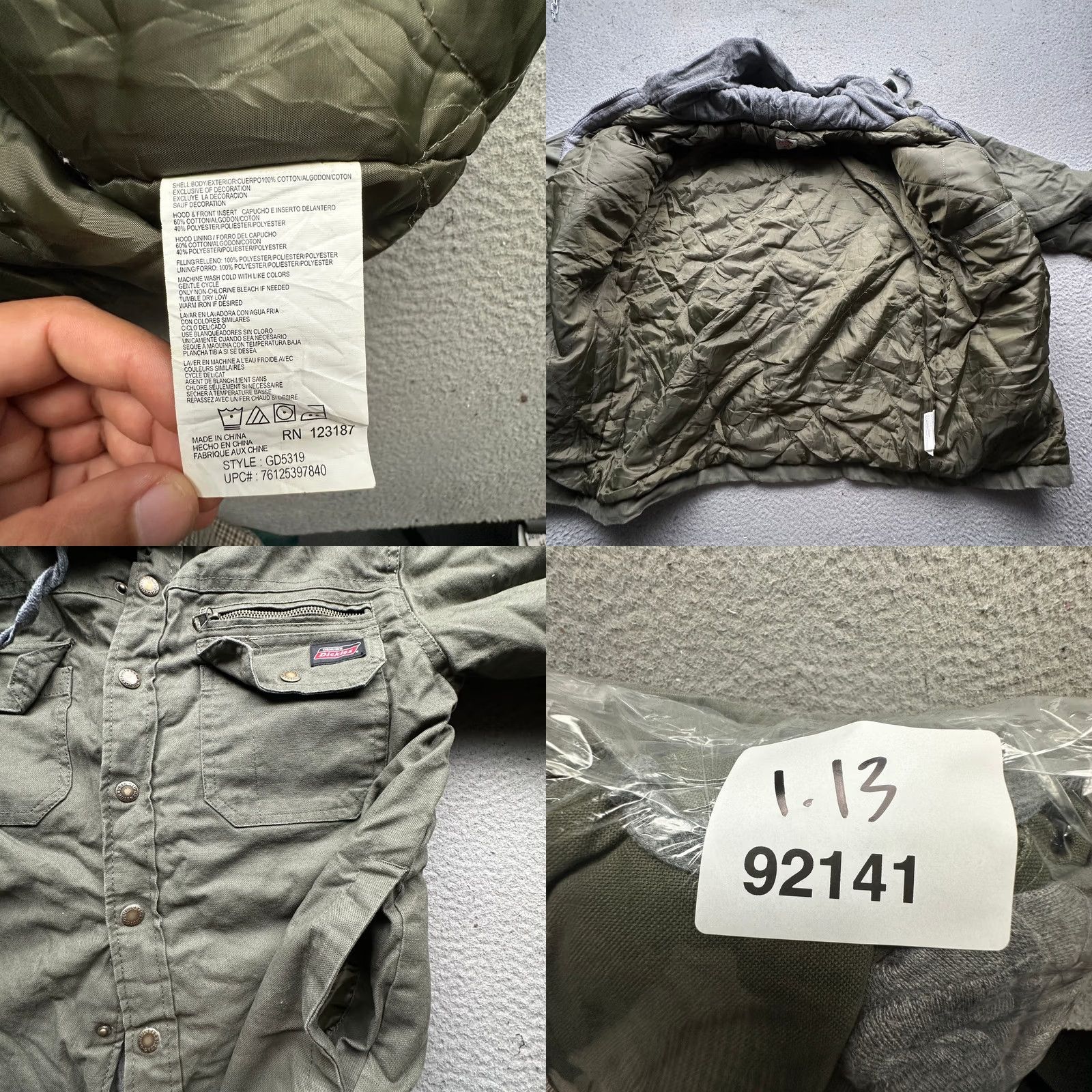 Dickies Dickies Olive Green Duck Canvas Work Hooded Lined Jacket Mens Small Full Zip Pockets Button Zip Outdoors Workwear Mens Size US S / EU 44-46 / 1 - 8 Thumbnail