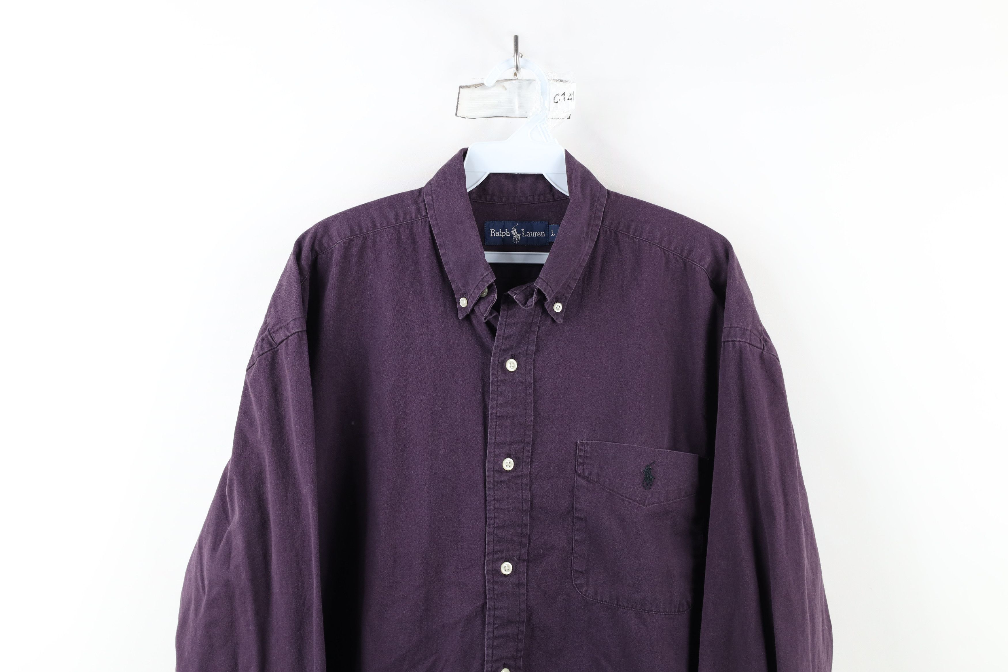 Ralph Lauren × Vintage Vintage 90s Ralph Lauren Collared Button Down Shirt Purple Size US L / EU 52-54 / 3 - 2 Thumbnail