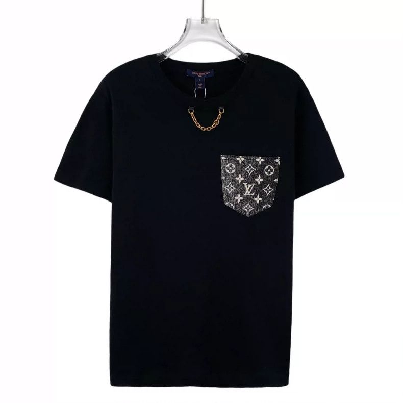 Louis Vuitton LOUIS VUITTON LOGO BLACK CREWNECK T-SHIRT FOR