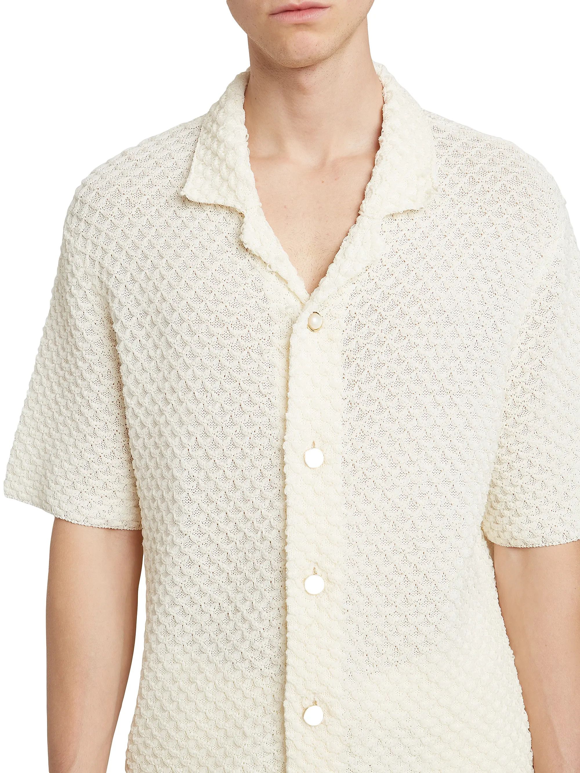 Casablanca os11x0725 Summer Textured-Knit Shirt in White Size US L / EU 52-54 / 3 - 5 Thumbnail