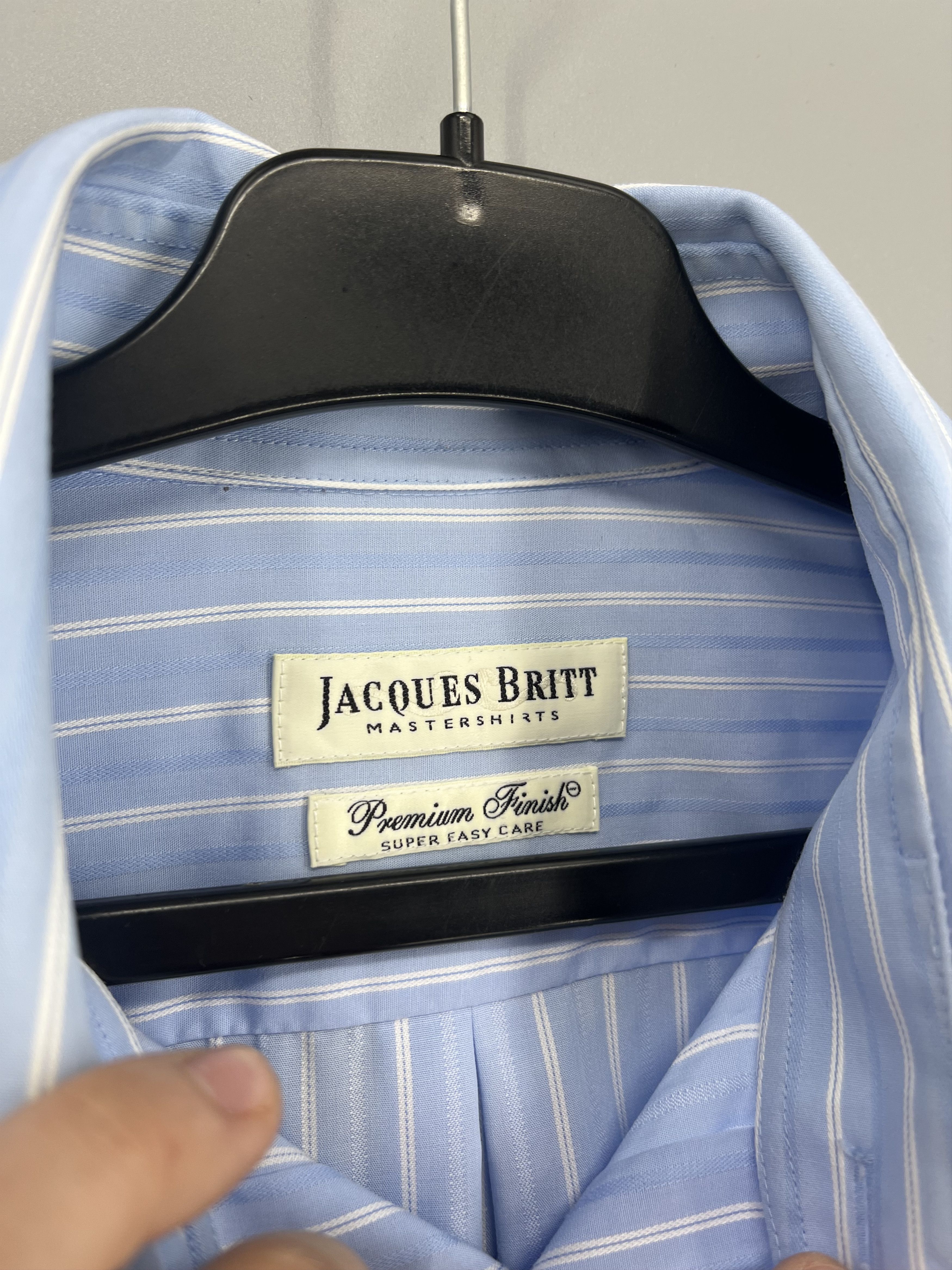 Vintage Jacques Britt Mens Blue White Striped Long Sleeve Button Size US M / EU 48-50 / 2 - 8 Thumbnail