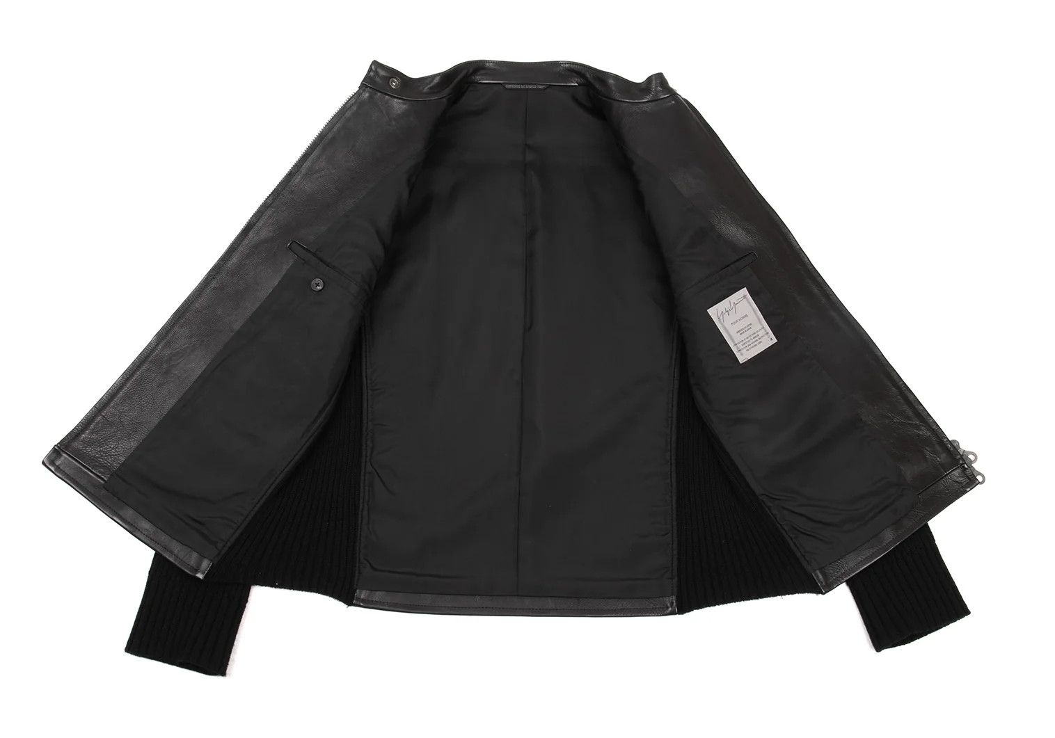 Yohji Yamamoto Yohji Yamamoto Leather Knit Jacket Black 4 Size US XL / EU 56 / 4 - 14 Thumbnail