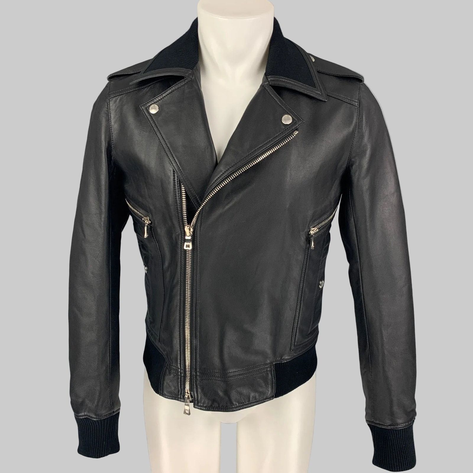Balmain Size 38 Black Leather Motorcycle Jacket Size US M / EU 48-50 / 2 - 1 Thumbnail