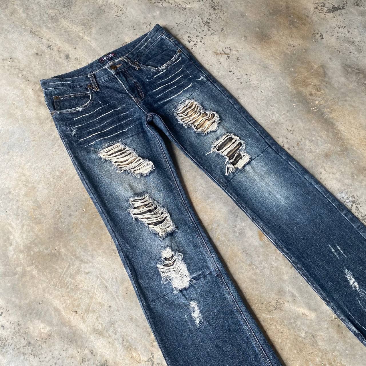LOWBOX ARCHIVE Lowbox "Shredded" Distressed Flare Cyberpunk Size US 29 - 3 Thumbnail