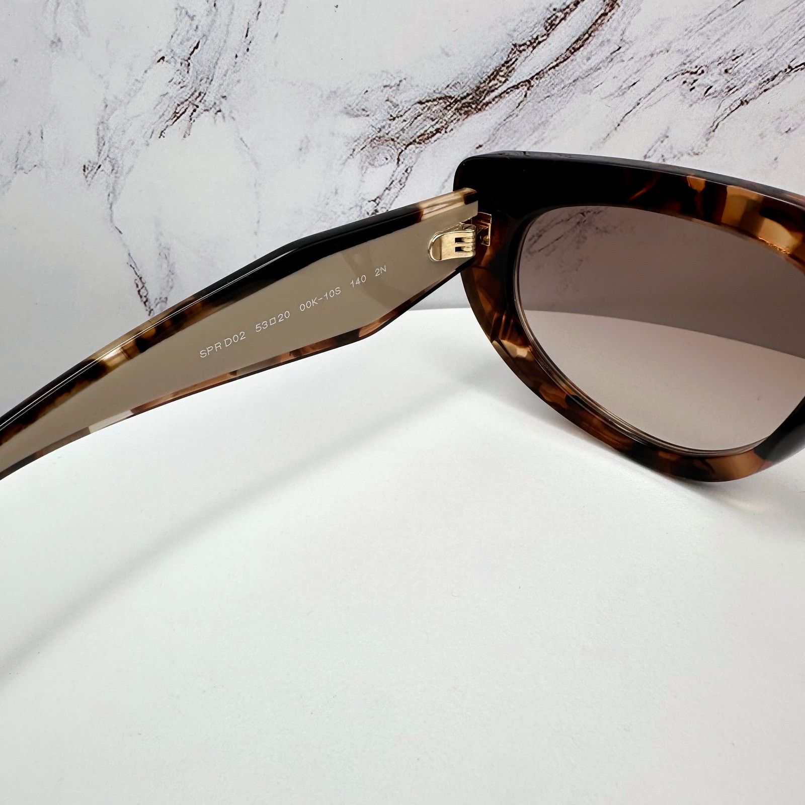 Prada PRADA Sunglasses Brown Tortoise Caramel Gold Symbole Oval Size ONE SIZE - 10 Thumbnail