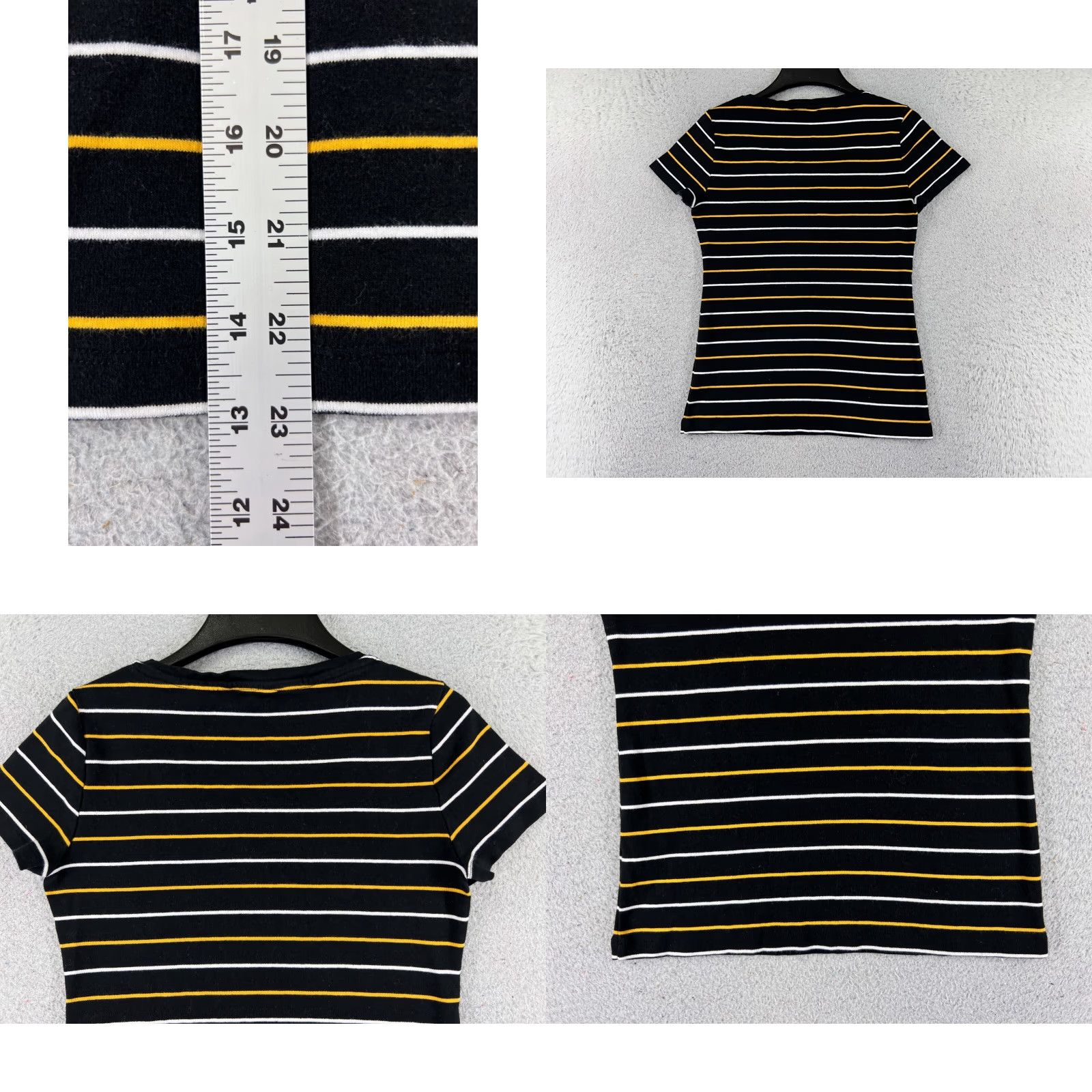 Tommy Hilfiger VINTAGE Tommy Hilfiger Shirt Juniors M Black Yellow White Stripe Scoop Neck Cotton Size M / US 6-8 / IT 42-44 - 9 Thumbnail