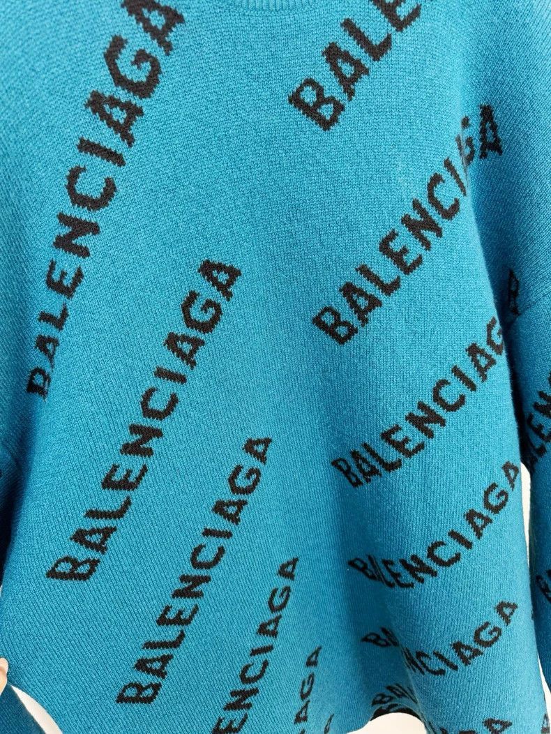 Balenciaga Balenciaga Blue Logo Sweater Dress-2505 Size XL / US 12-14 / IT 48-50 - 3 Thumbnail