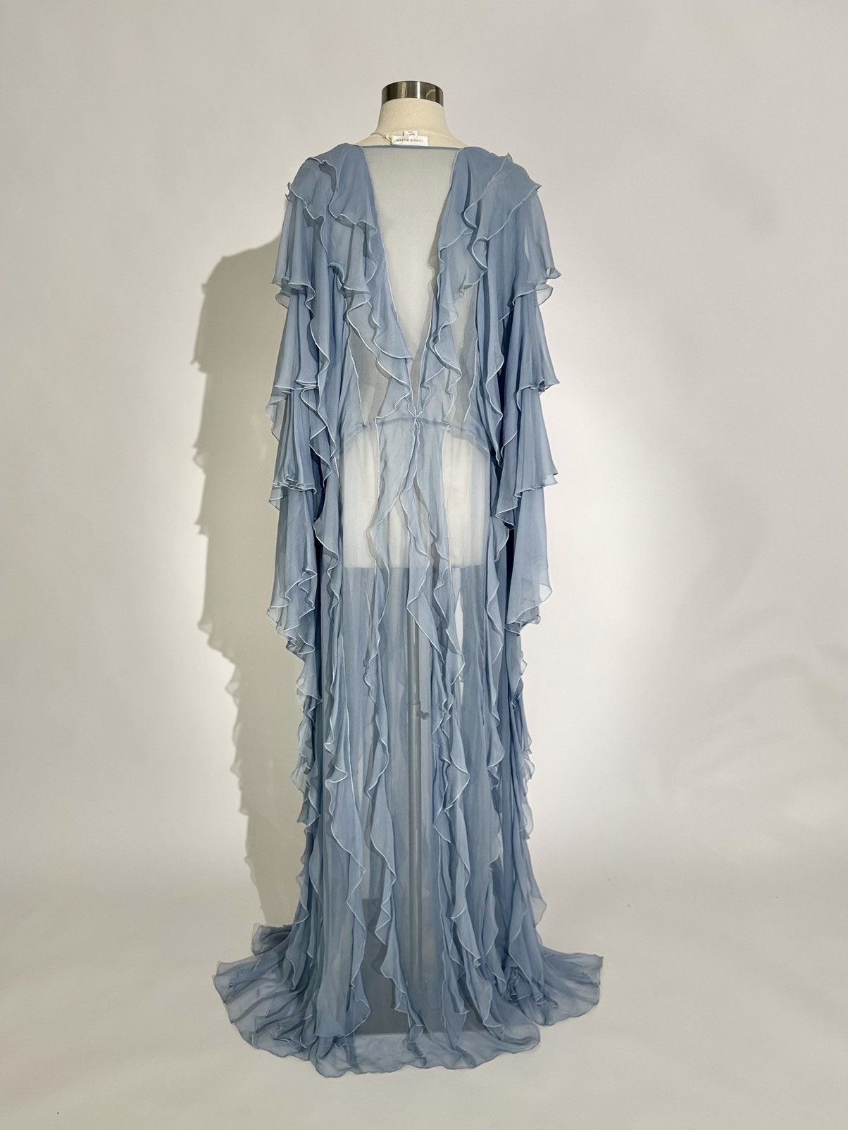 Zuhair Murad Brand New US 6 Zuhair Murad Ash Blue Silk Maxi Gown Size M / US 6-8 / IT 42-44 - 4 Thumbnail