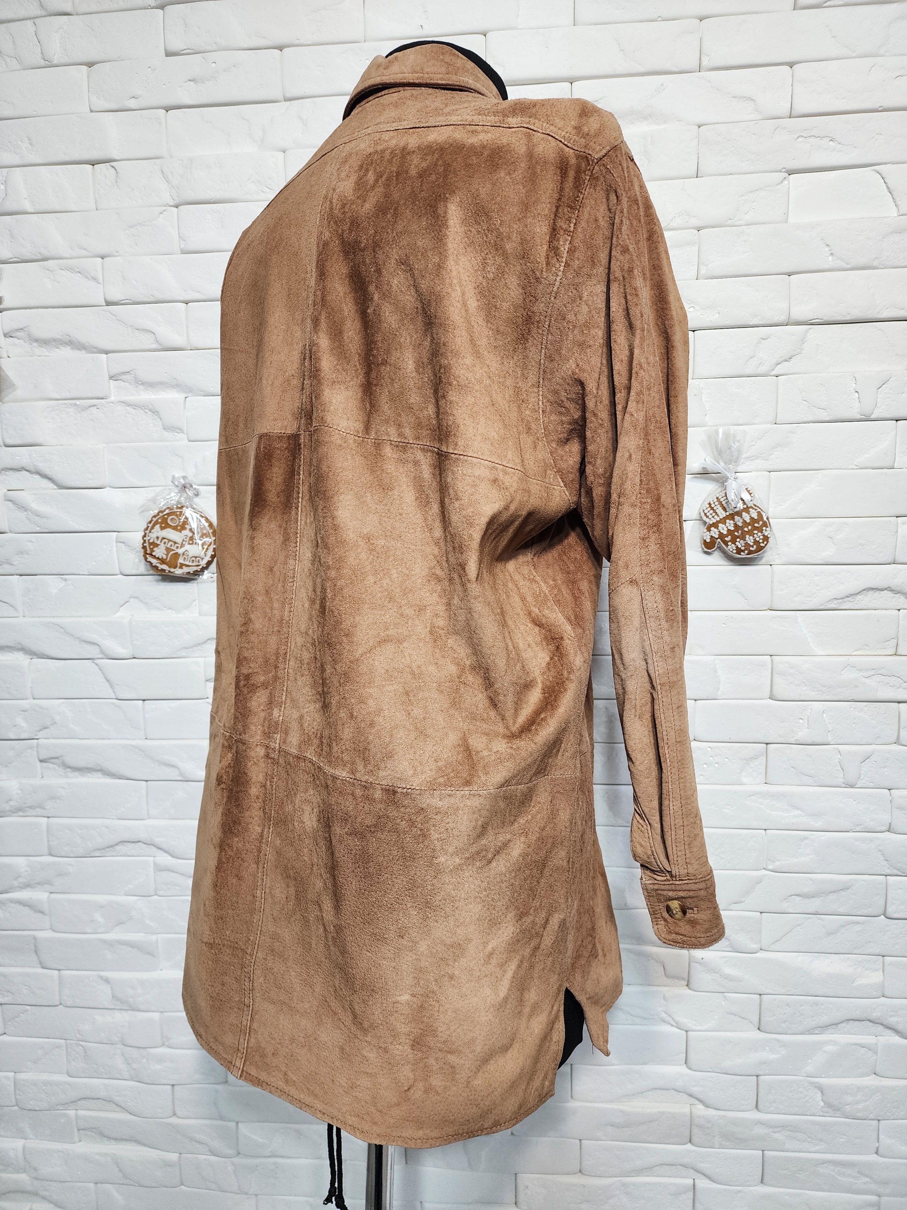 Genuine Leather Women's Suede Shirt: Brown Leather Simple Style Size XL / US 12-14 / IT 48-50 - 5 Thumbnail