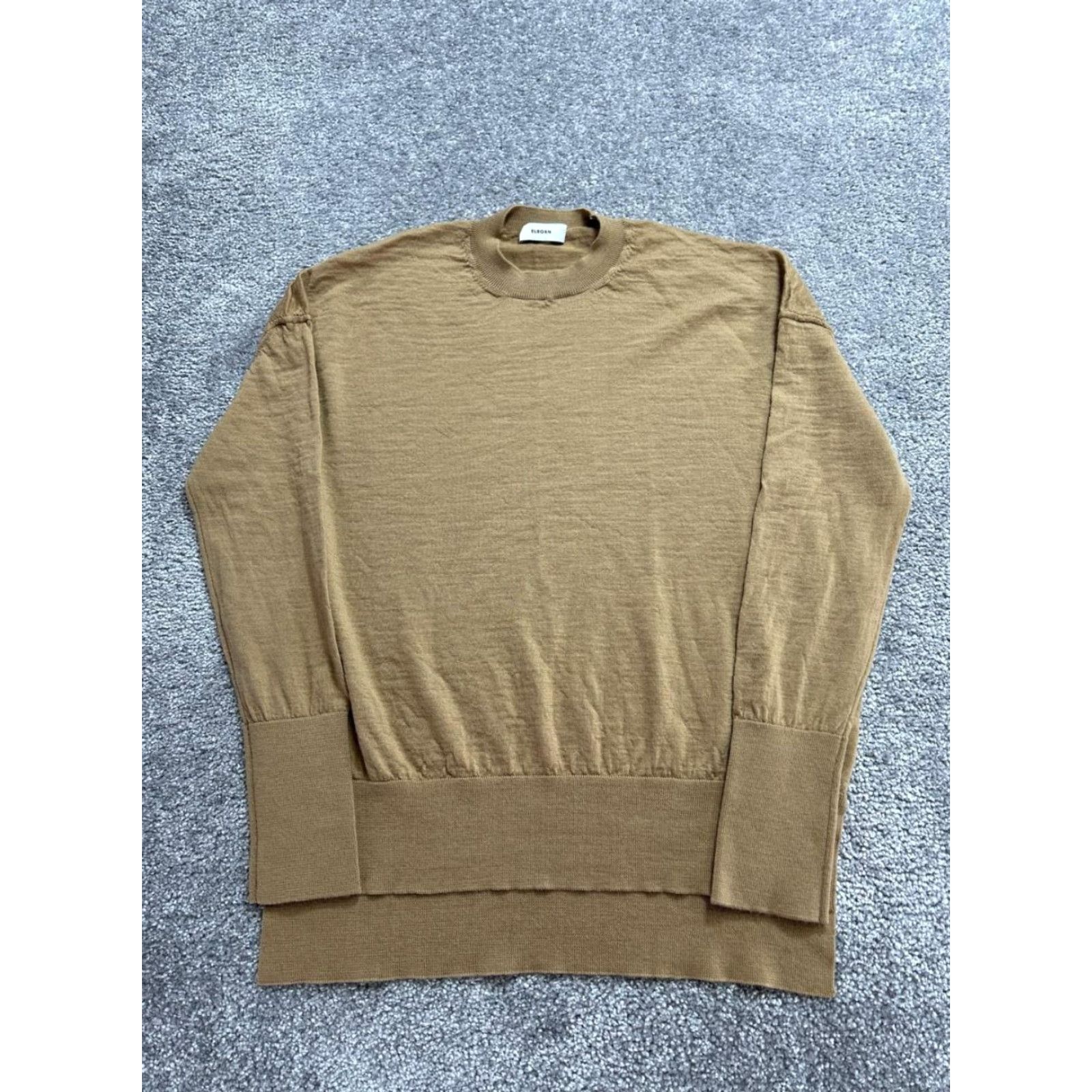 Vintage Elborn Sweater Womens Medium Brown Merino Wool Ribbed Trim One Size Size M / US 6-8 / IT 42-44 - 2 Thumbnail