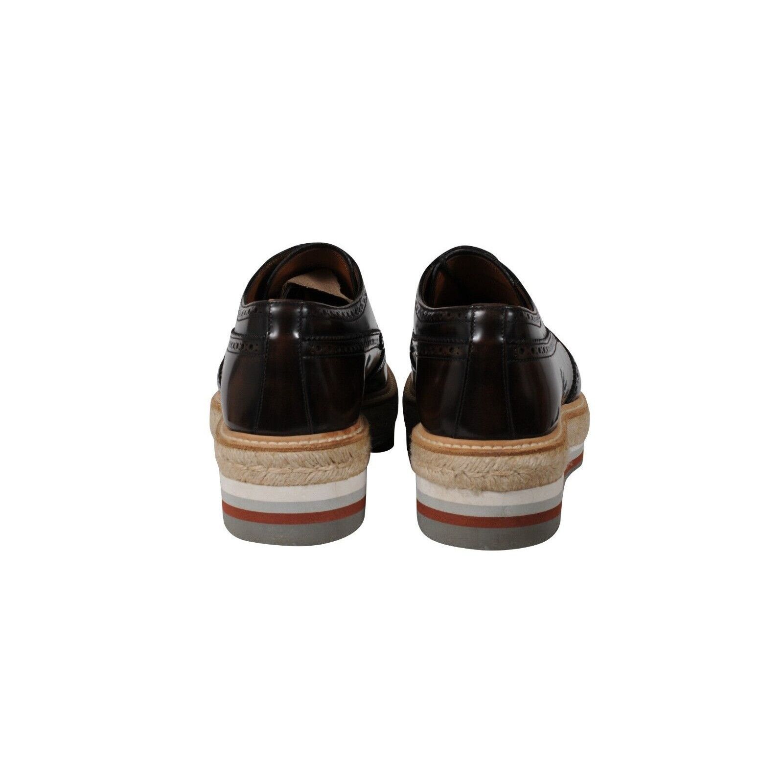 Prada Platform Brogue Brown Leather Wingtip Espadrilles - 02170 Size US 9 / EU 42 - 6 Thumbnail