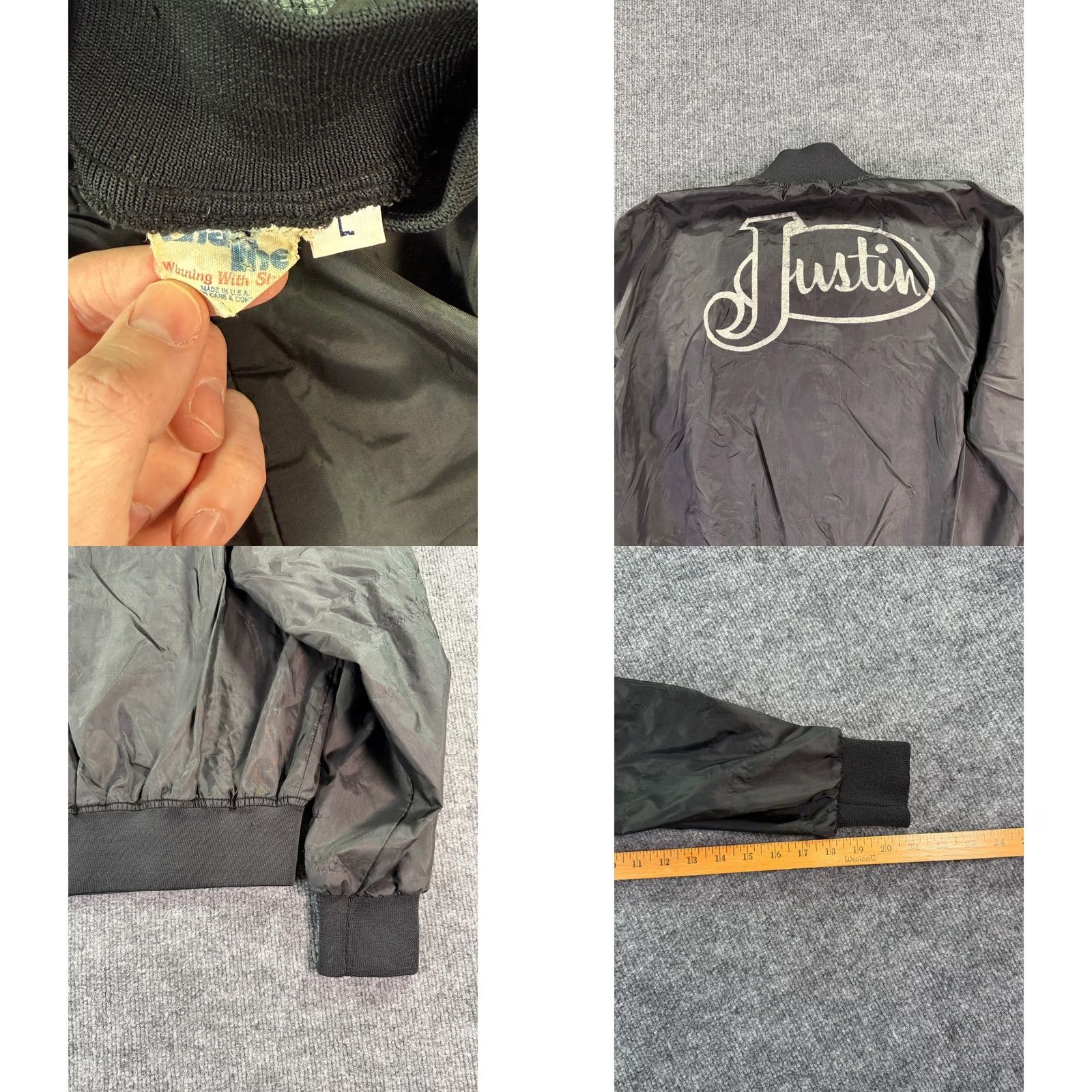 Chalk Line Vintage Chalk Line Bomber Jacket Mens Large Black Justin Back Graphic USA 90s Size US L / EU 52-54 / 3 - 8 Thumbnail