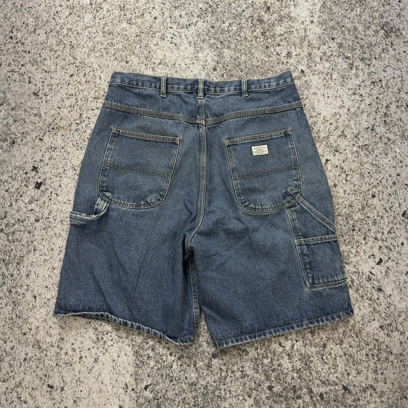 Vintage Faded Thrashed Distressed Denim Carpenter Shorts ERD Grunge Size US 36 / EU 52 - 2 Thumbnail