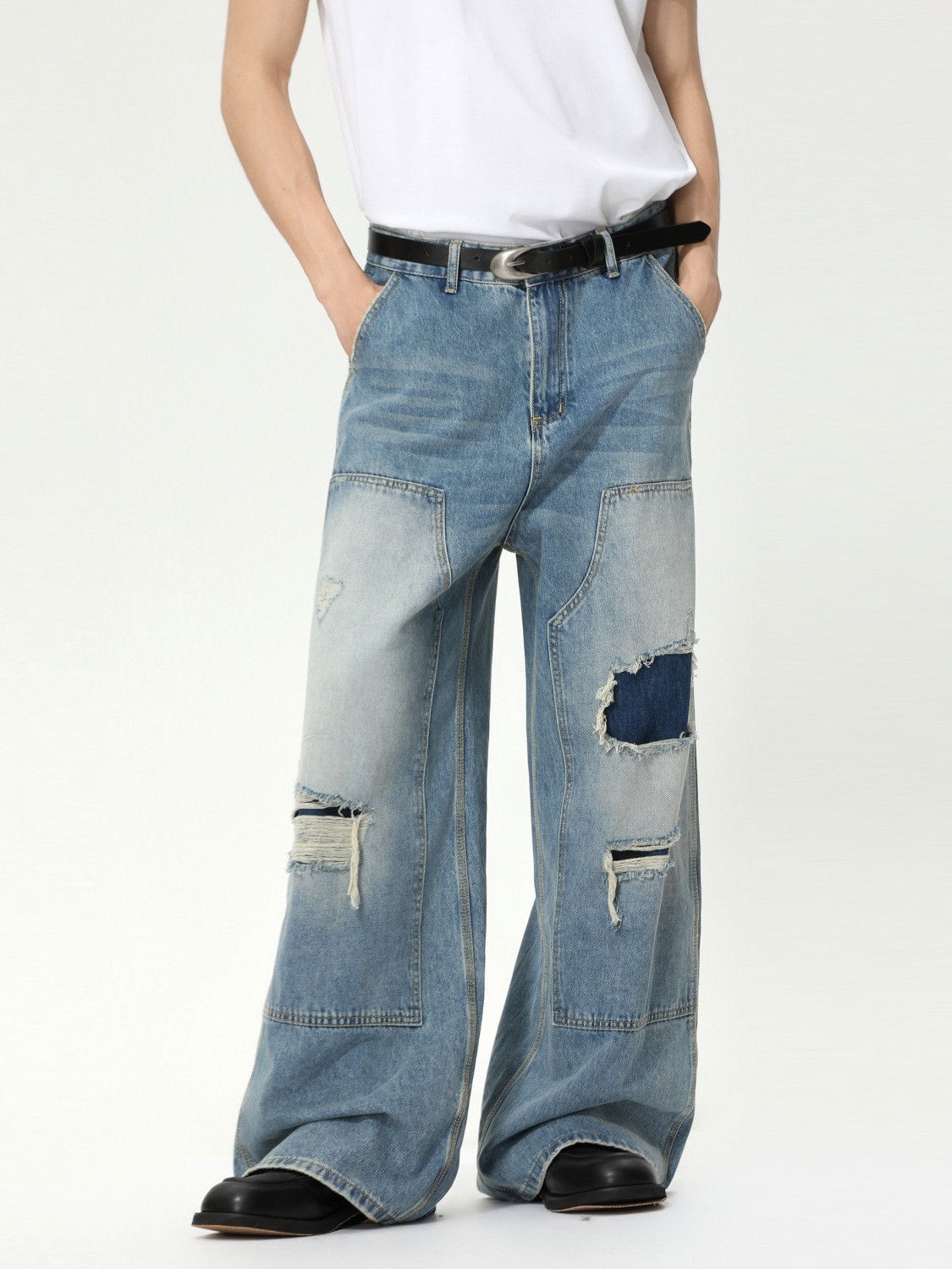 Vintage Men's retro straight leg ripped jeans Size US 32 / EU 48 - 2 Thumbnail