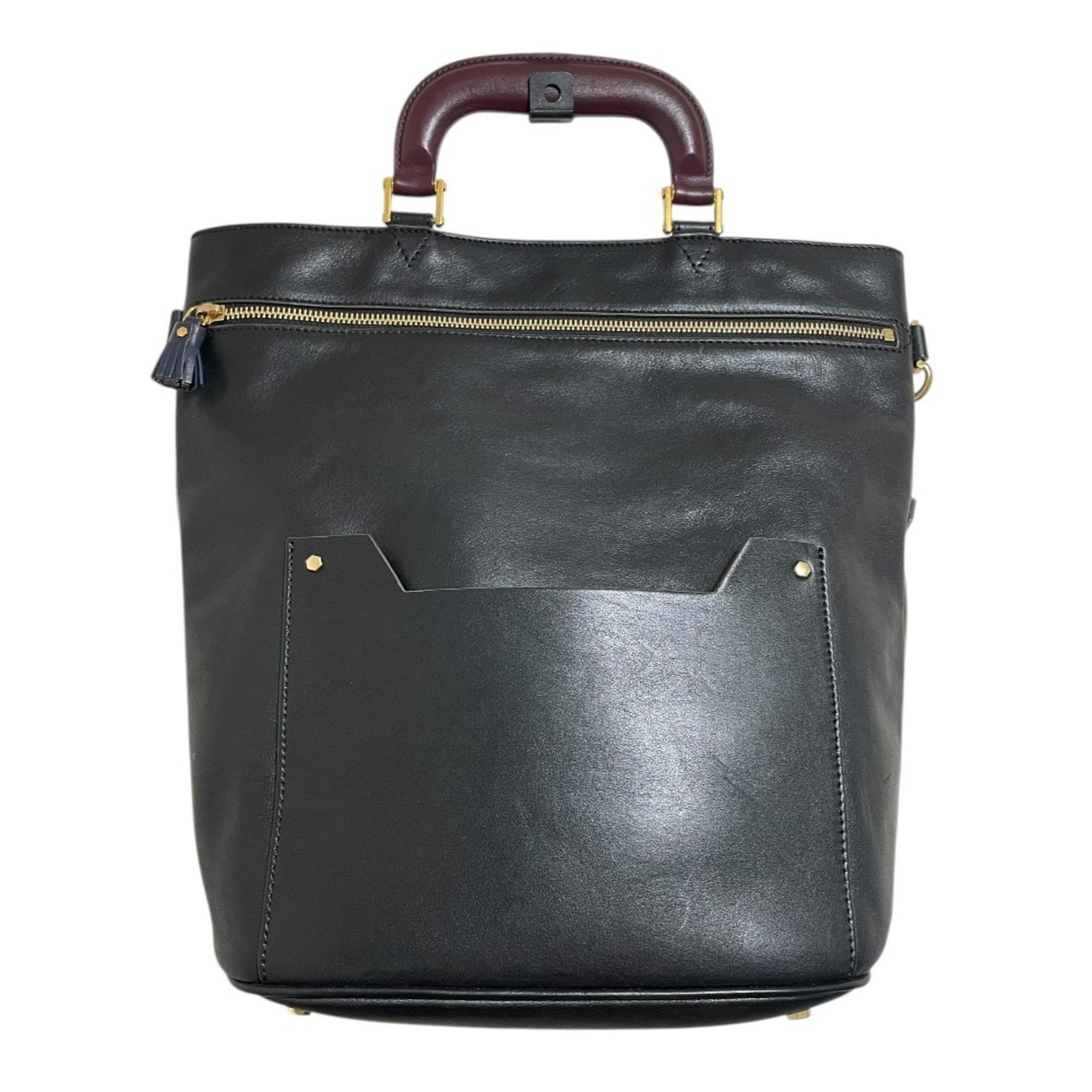 Anya Hindmarch Orset Leather Handbag Shoulder Bag Black Women's