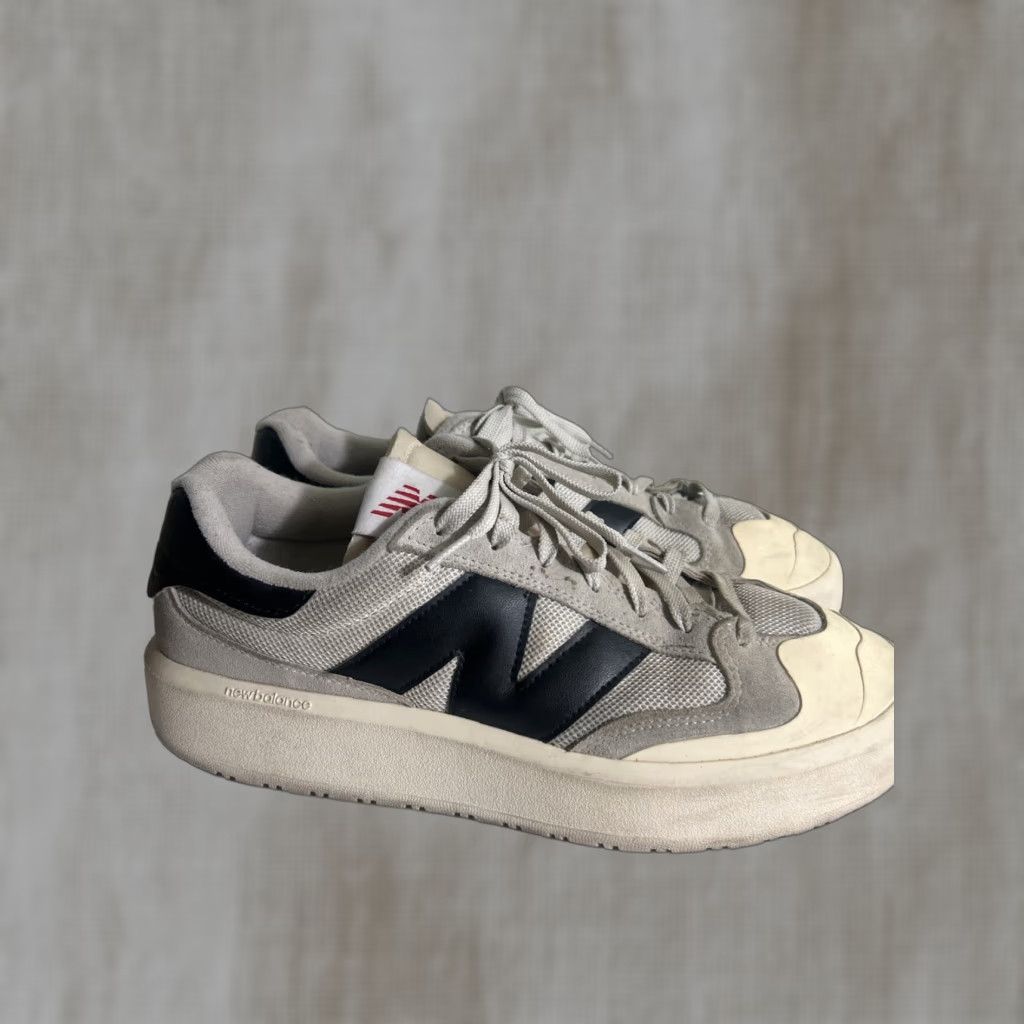 New Balance CT302 Men’s 12 Moonbeam Navy Sneakers Casual (Ivory Beige Black) - Suede D Width