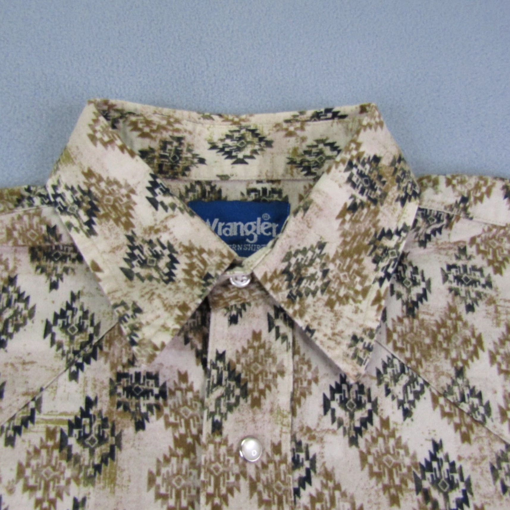 Wrangler VINTAGE Wrangler Button-Up Shirt Men Large Green Geometric Pearl Snap Western Classic Size US L / EU 52-54 / 3 - 2 Thumbnail