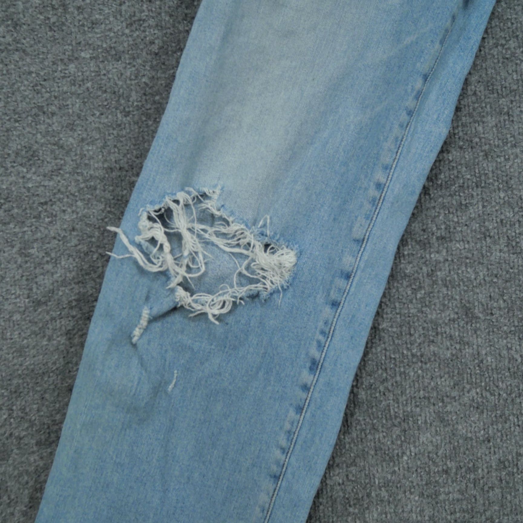 Vintage Womens Adaption Jeans Blue 28 Distressed Grunge Holes Button Fly 28x28 Size 28" / US 6 / IT 42 - 3 Thumbnail