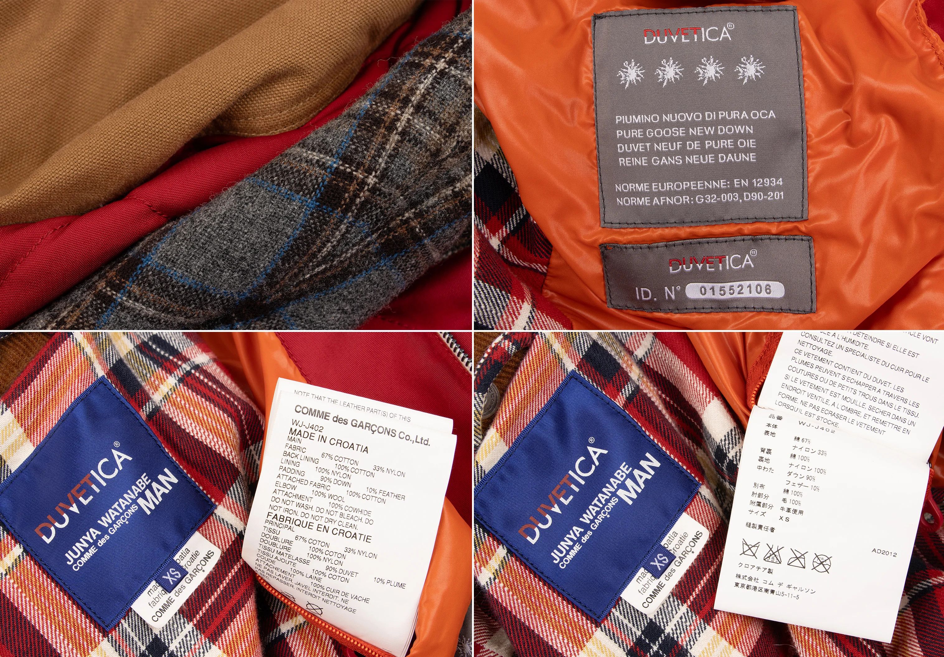 Junya Watanabe Quilted Down Hooded Jacket in Red, Size XS Size US XS / EU 42 / 0 - 20 Thumbnail