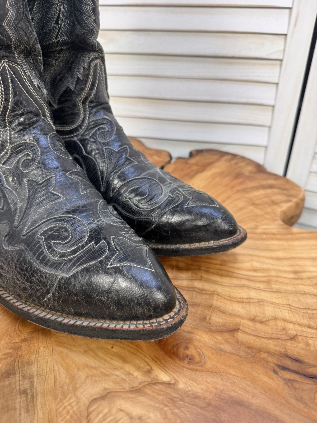 Other Vintage J.S. Dillon Men’s Cowboy Boots Black Leather USA 10 Size US 10 / EU 43 - 7 Thumbnail
