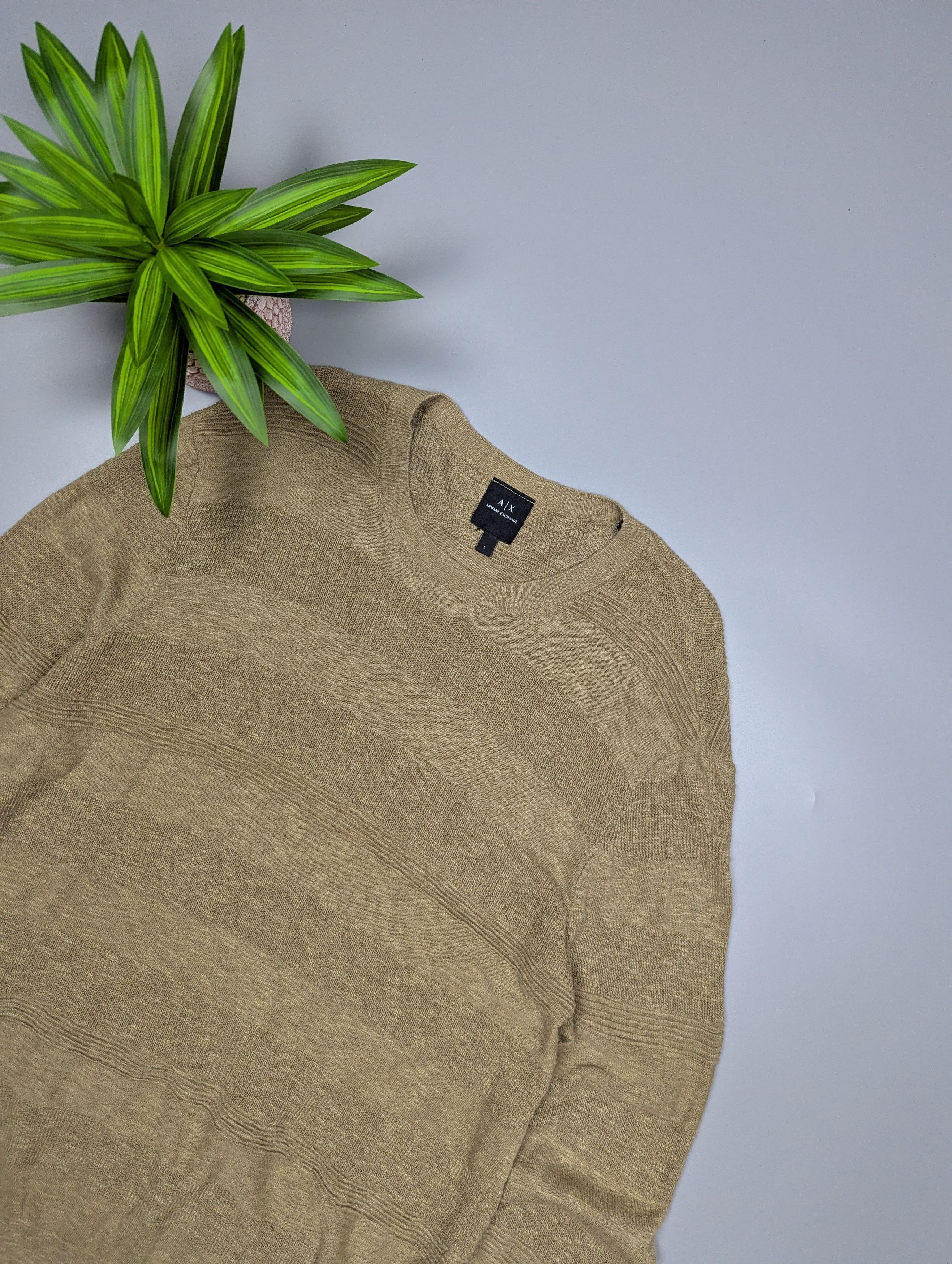 Armani Exchange Armani Exchange Men’s Sweater L Beige Linen Blend Size US L / EU 52-54 / 3 - 4 Thumbnail