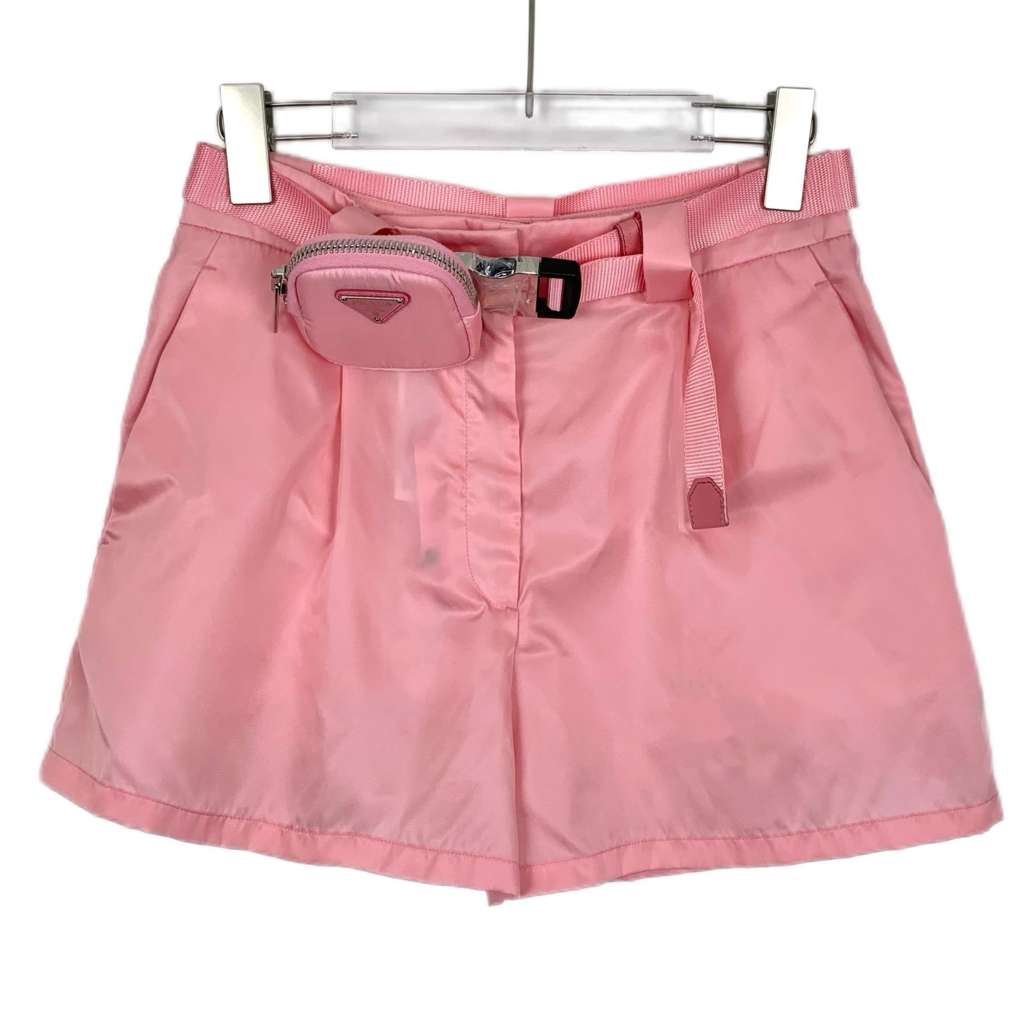 Prada Pink Re-Nylon Shorts With Belt & Detachable Waist Bag
