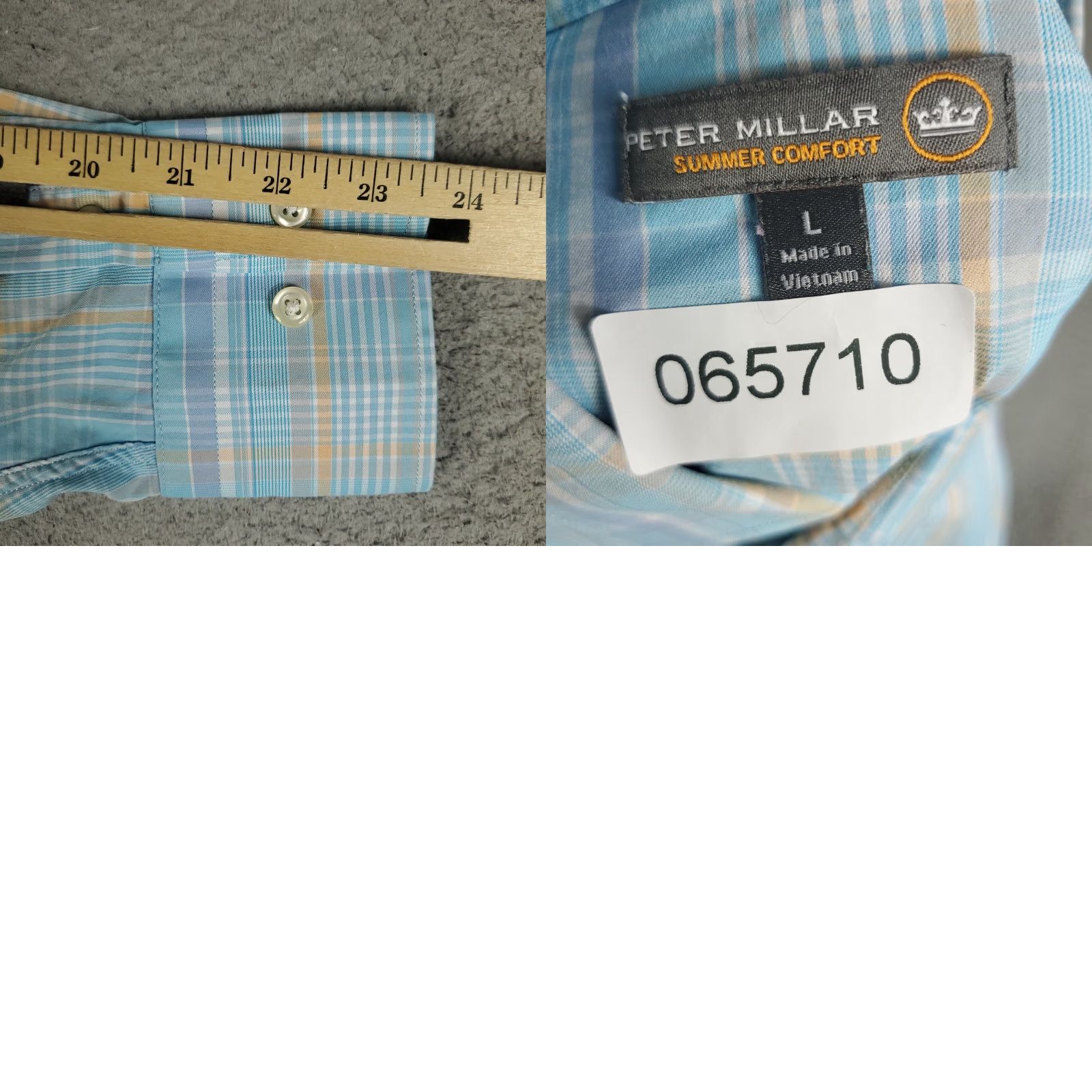 Peter Millar Peter Millar Shirt Mens Large Blue Plaid Nylon Summer Comfort Button Up Collared Long Sleeve Size US L / EU 52-54 / 3 - 8 Thumbnail