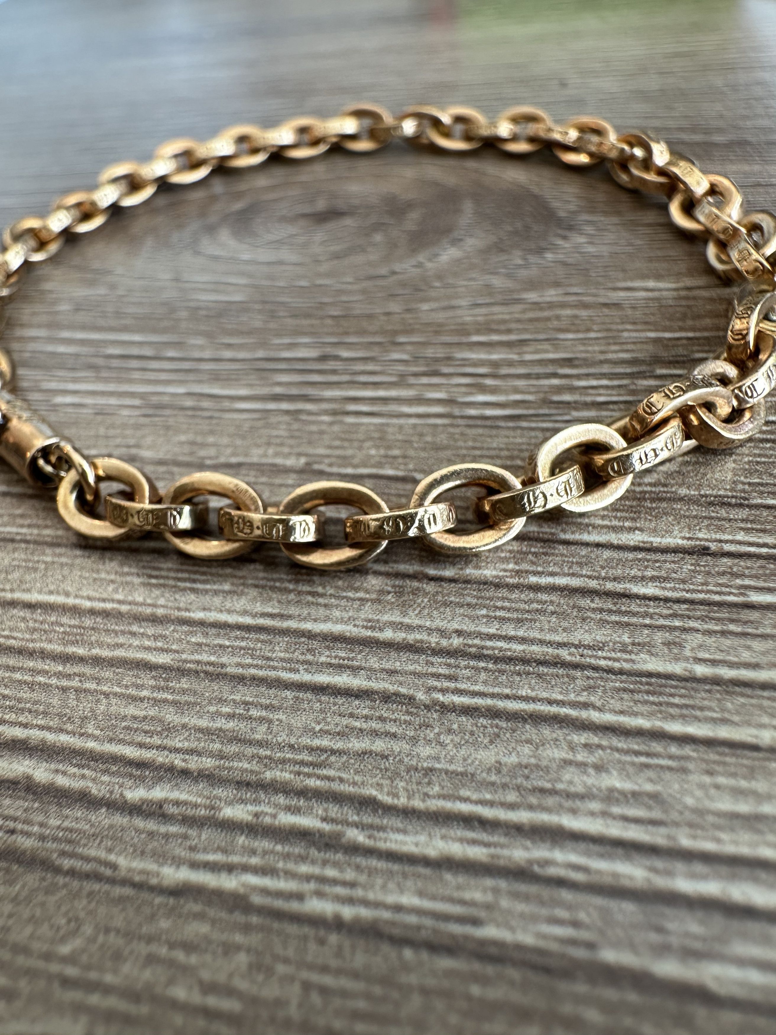 image of 22K Gold Chrome Hearts Paper Chain Bracelet, Men's