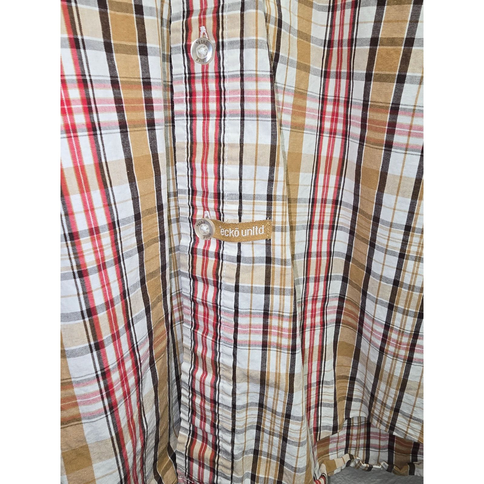 Other Vintage Ecko Unltd Shirt Summer Plaid Button Up Brown 2XL Size US XXL / EU 58 / 5 - 2 Thumbnail