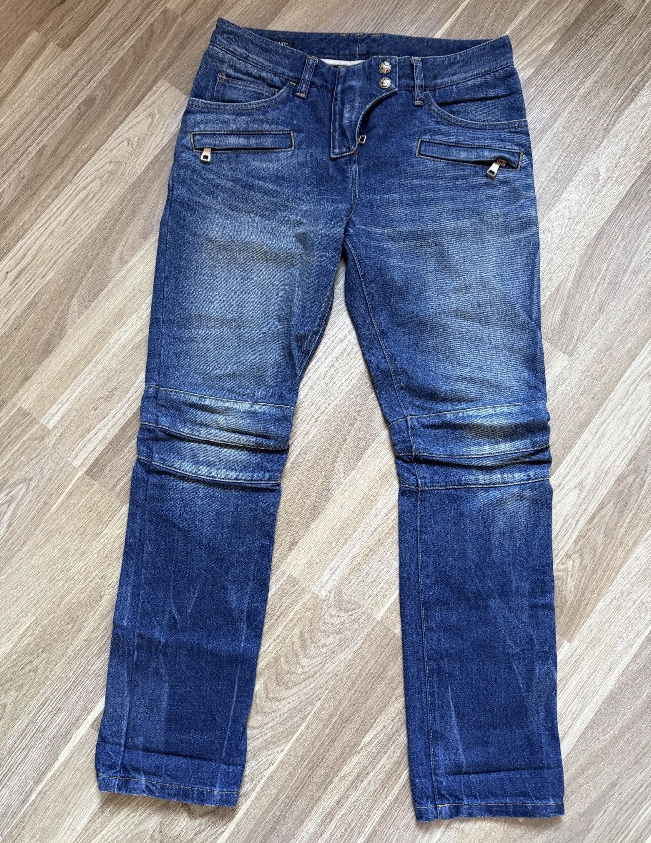 Balmain BALMAIN SS 2012 Biker Zip Jeans Denim Decarnin Blue pants Size US 28 / EU 44 - 1 Thumbnail