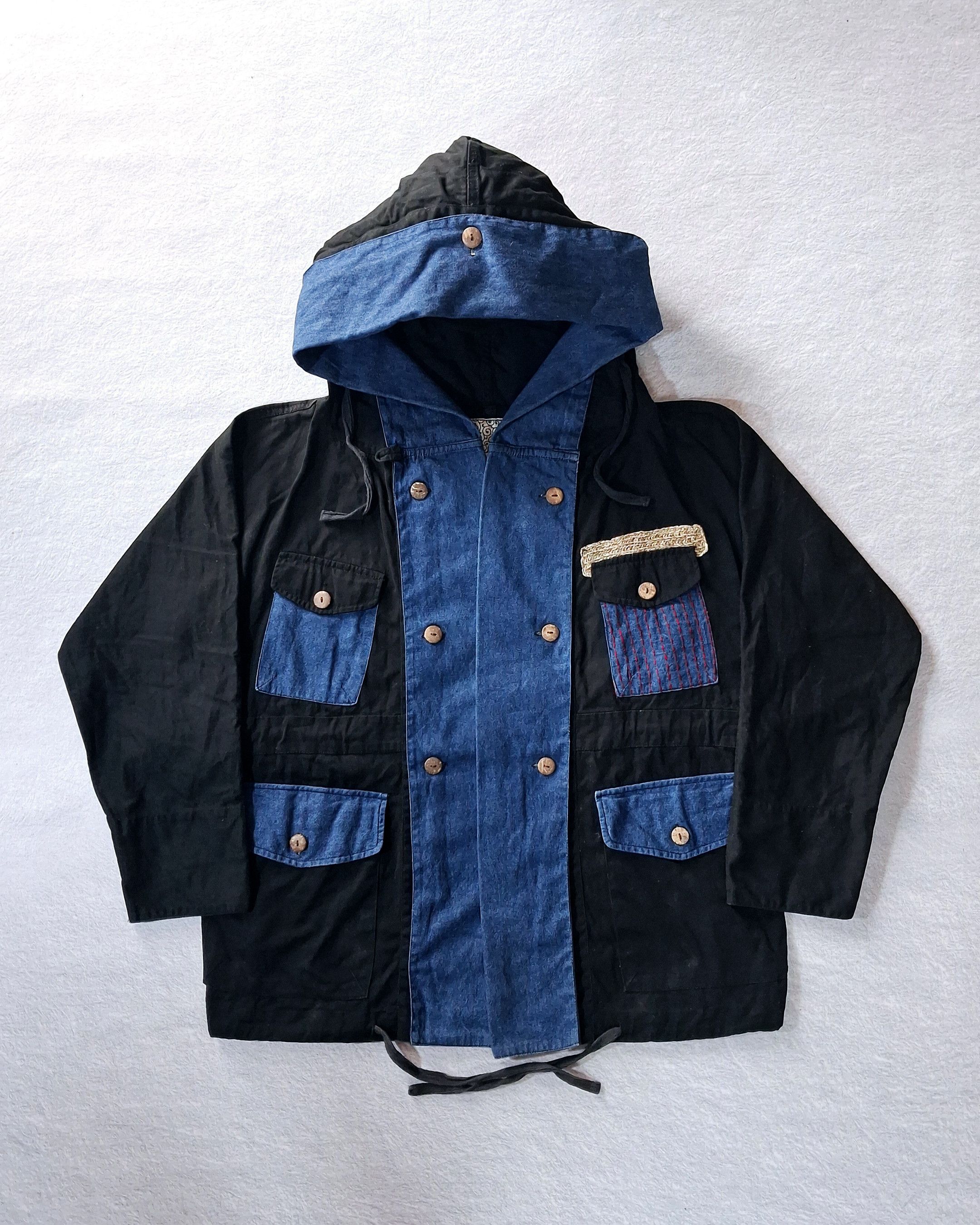 Japanese Brand AMINA PATCWORK BORO MULTIPOCKET BUTTON HOODIE JACKET Size US L / EU 52-54 / 3 - 1 Thumbnail