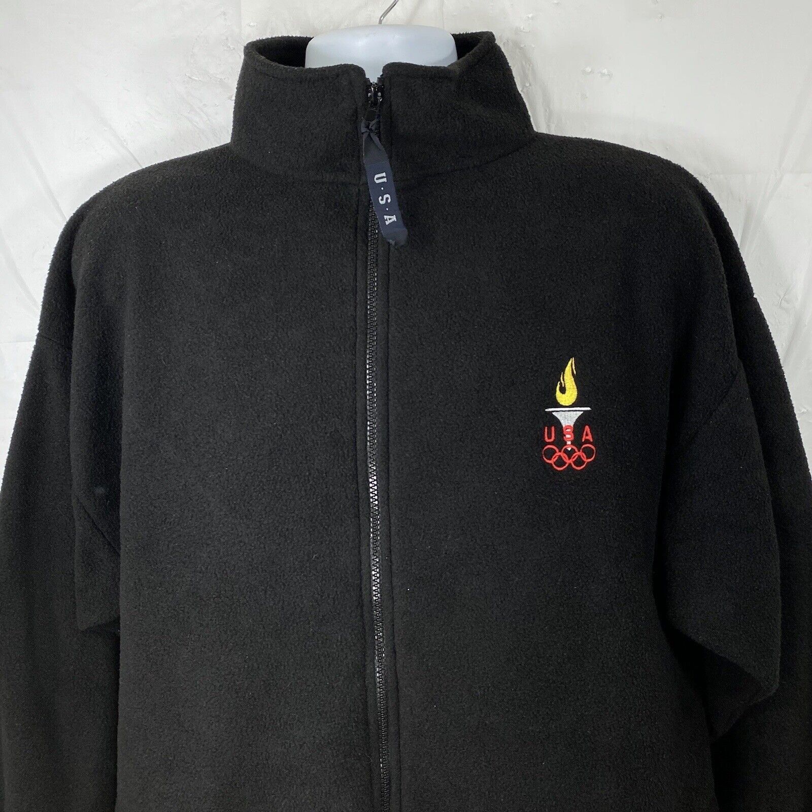 Other Olympics Torch XL Black Fleece Full Zip Sweatshirt USA Made Size XL / US 12-14 / IT 48-50 - 3 Thumbnail