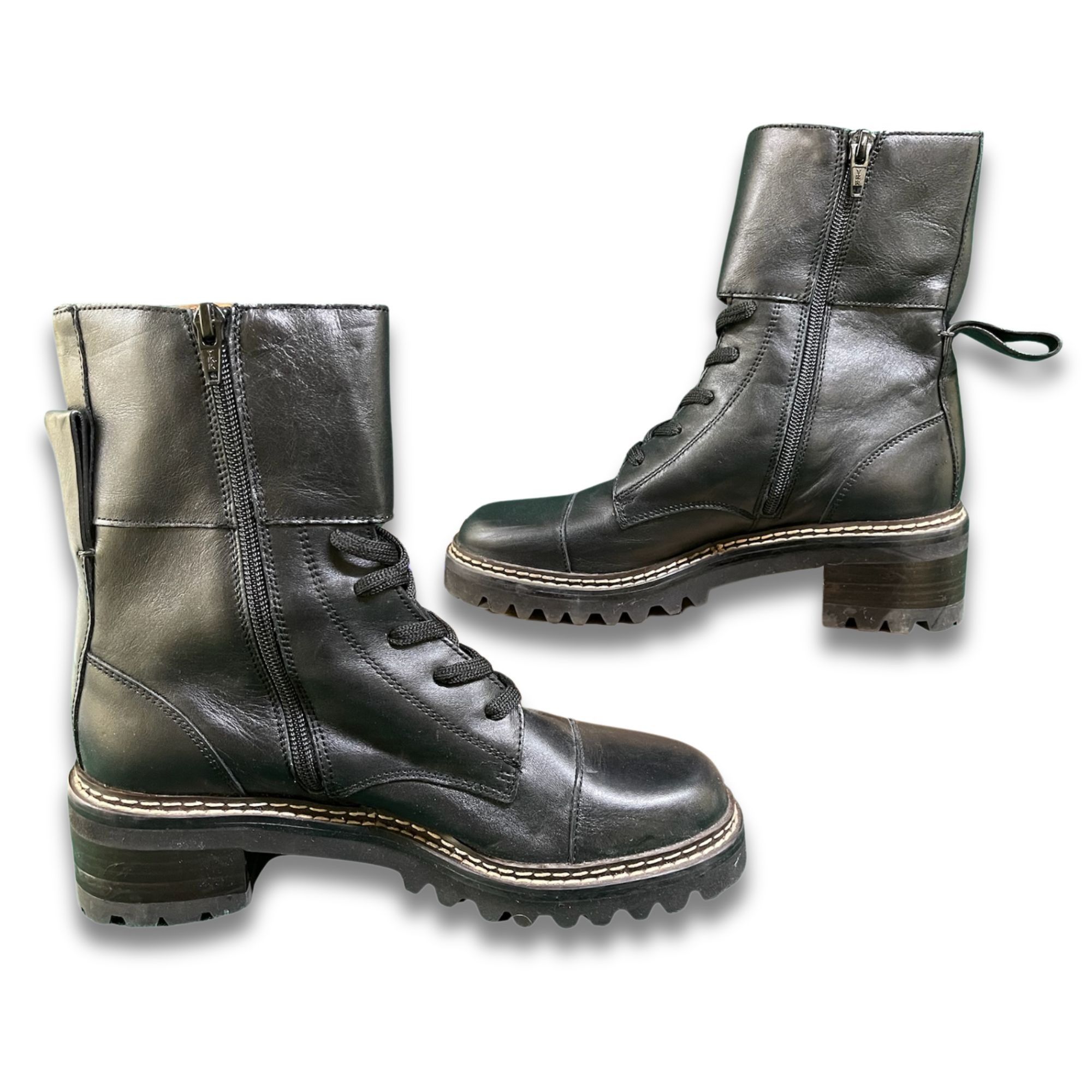 Chloe Chloé Mallory Black Leather Combat Boots Size 8 With Side Zi Size US 8 / IT 38 - 4 Thumbnail
