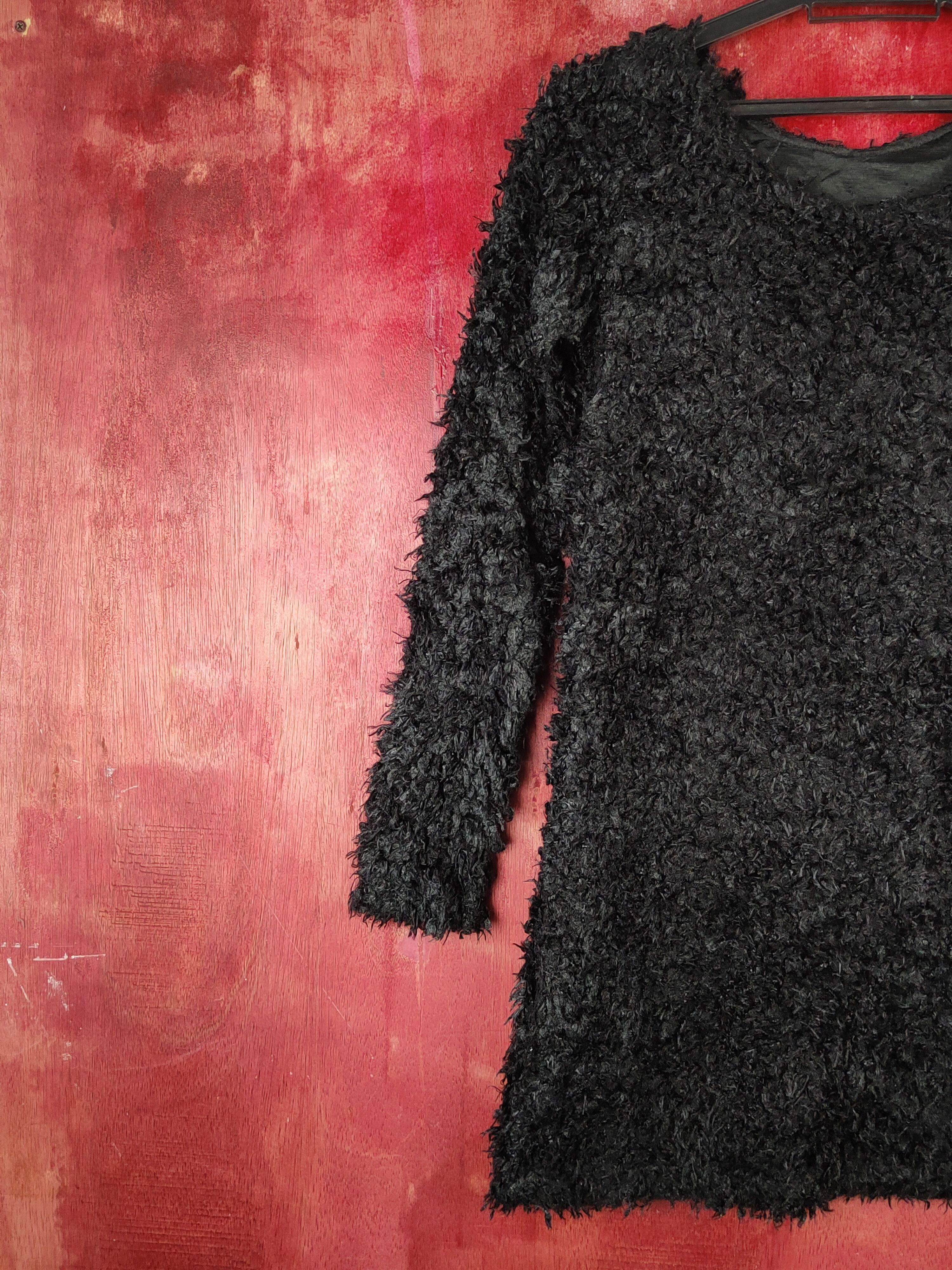 Japanese Brand × Vintage Japanese Brand Black Shag Shaggy Fur Mohair Knitwear #S1894 Size S / US 4 / IT 40 - 3 Thumbnail