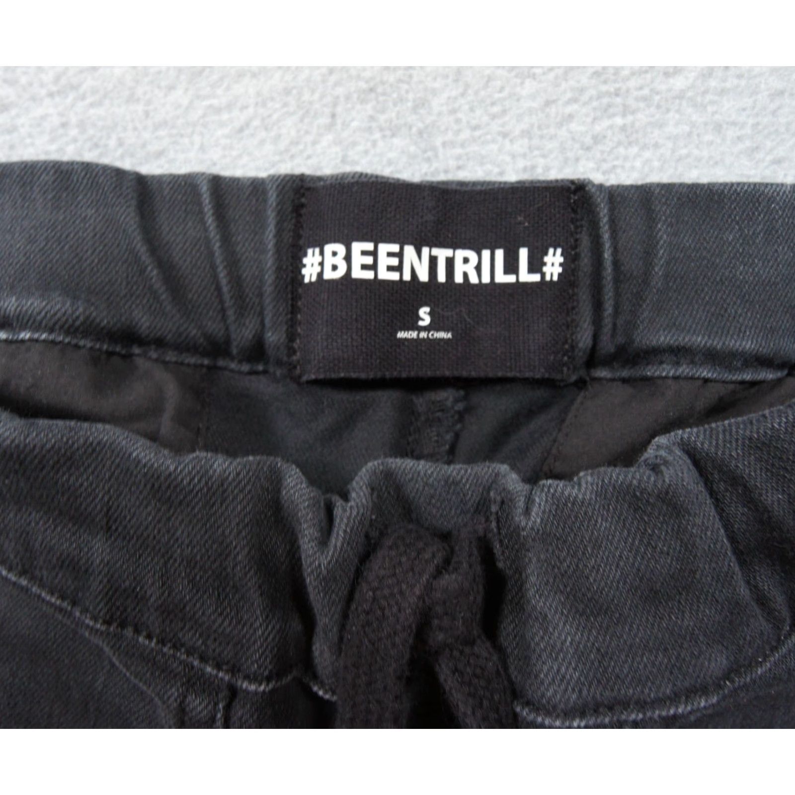 Been Trill Been Trill Pants Mens Small Black Jean Jogger Streetwear Drawstring Stretch Size US 36 / EU 52 - 7 Thumbnail