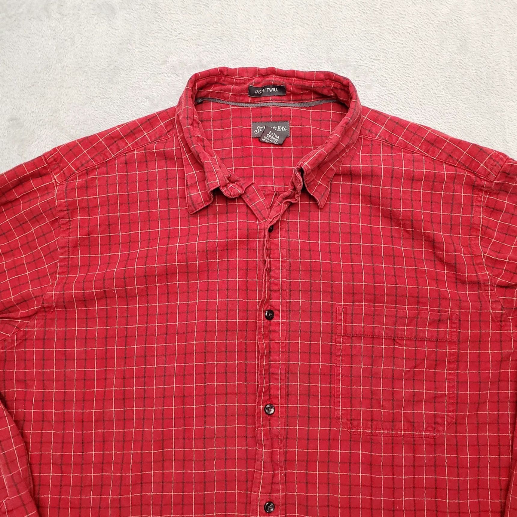 Vintage VINTAGE St. Johns Bay Shirt Mens XL Red Windowpane Plaid Twill Long Sleeve Button-Up Size US XL / EU 56 / 4 - 2 Thumbnail