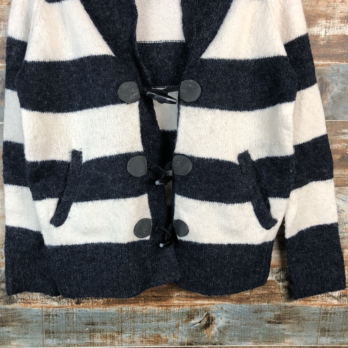 Japanese Brand × Solid and Striped DL Lepsim Stripe Black White Mohair Cardigan Knitwear #C563 Size M / US 6-8 / IT 42-44 - 6 Thumbnail