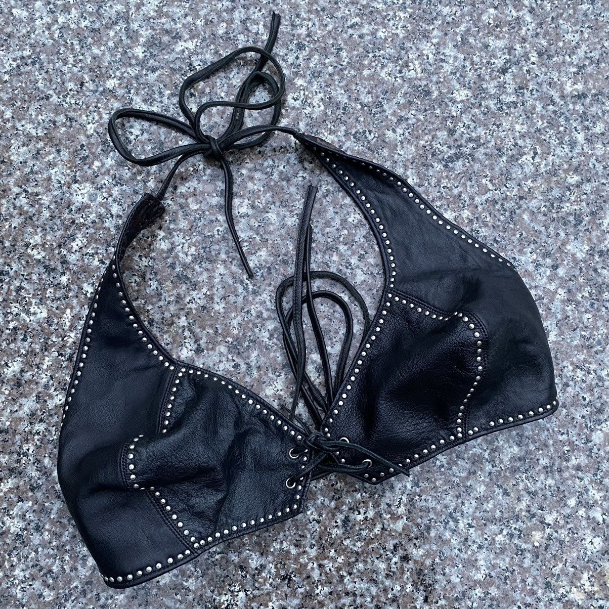 image of Vintage Leather Bra in Black, Women's