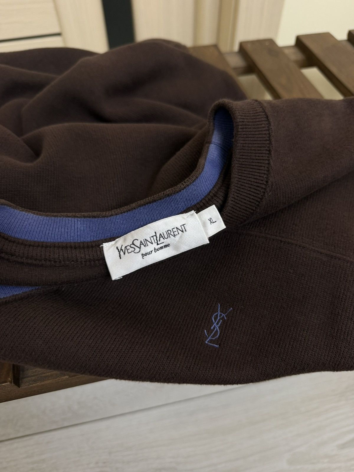 Yves Saint Laurent Yves Saint Laurent Vintage Logo Cotton Sweater Sweatshirt Size US XL / EU 56 / 4 - 14 Thumbnail