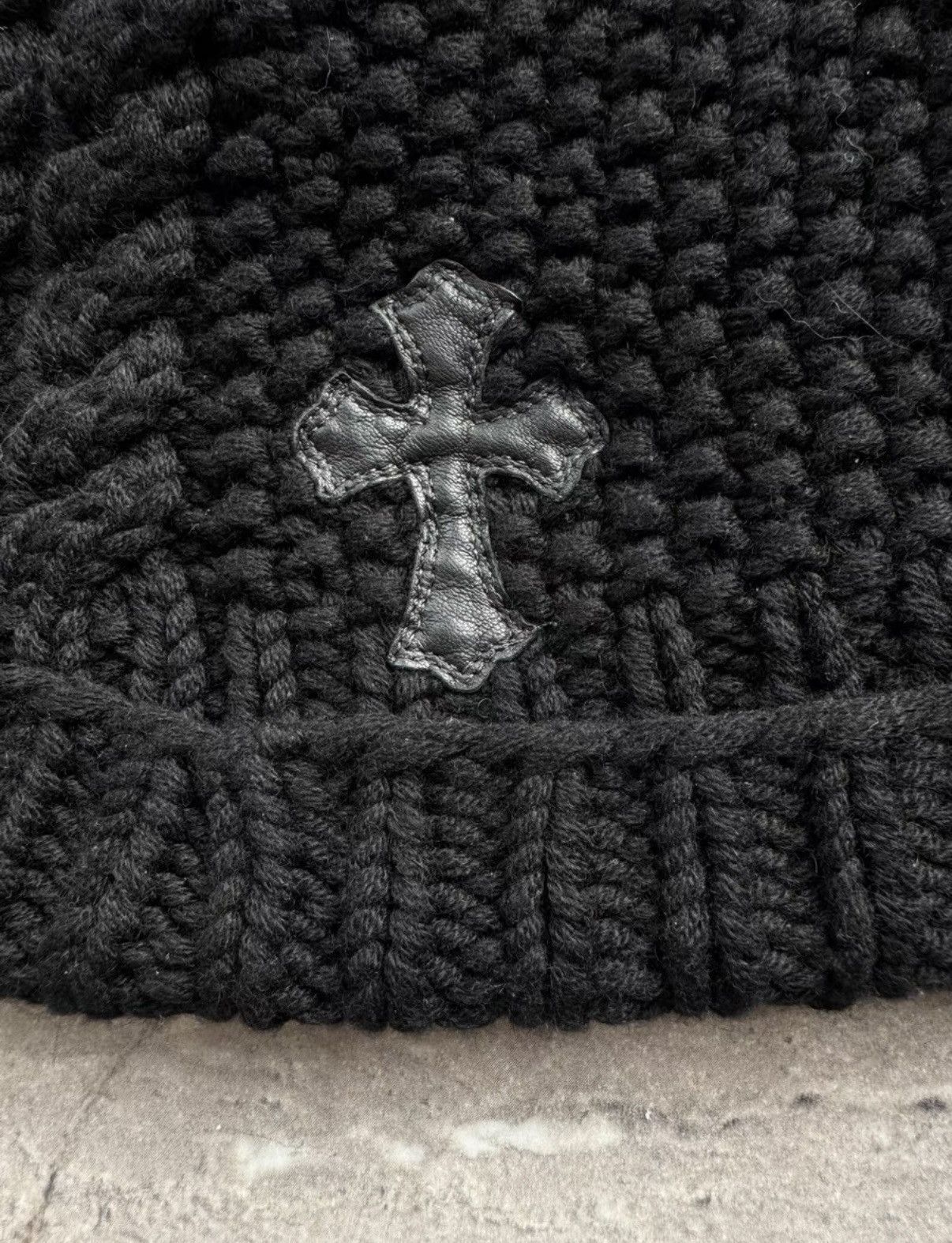 Chrome Hearts Chrome Hearts Cross Leather Patch Knit Beanie Size ONE SIZE - 3 Thumbnail