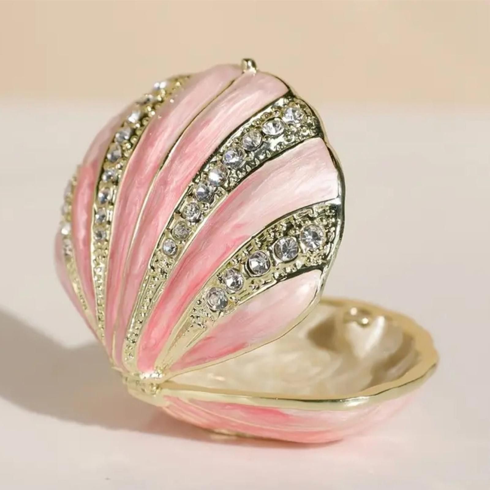 Designer Elegant Pink and Gold Shell Jewelry Box Size ONE SIZE - 1 Thumbnail