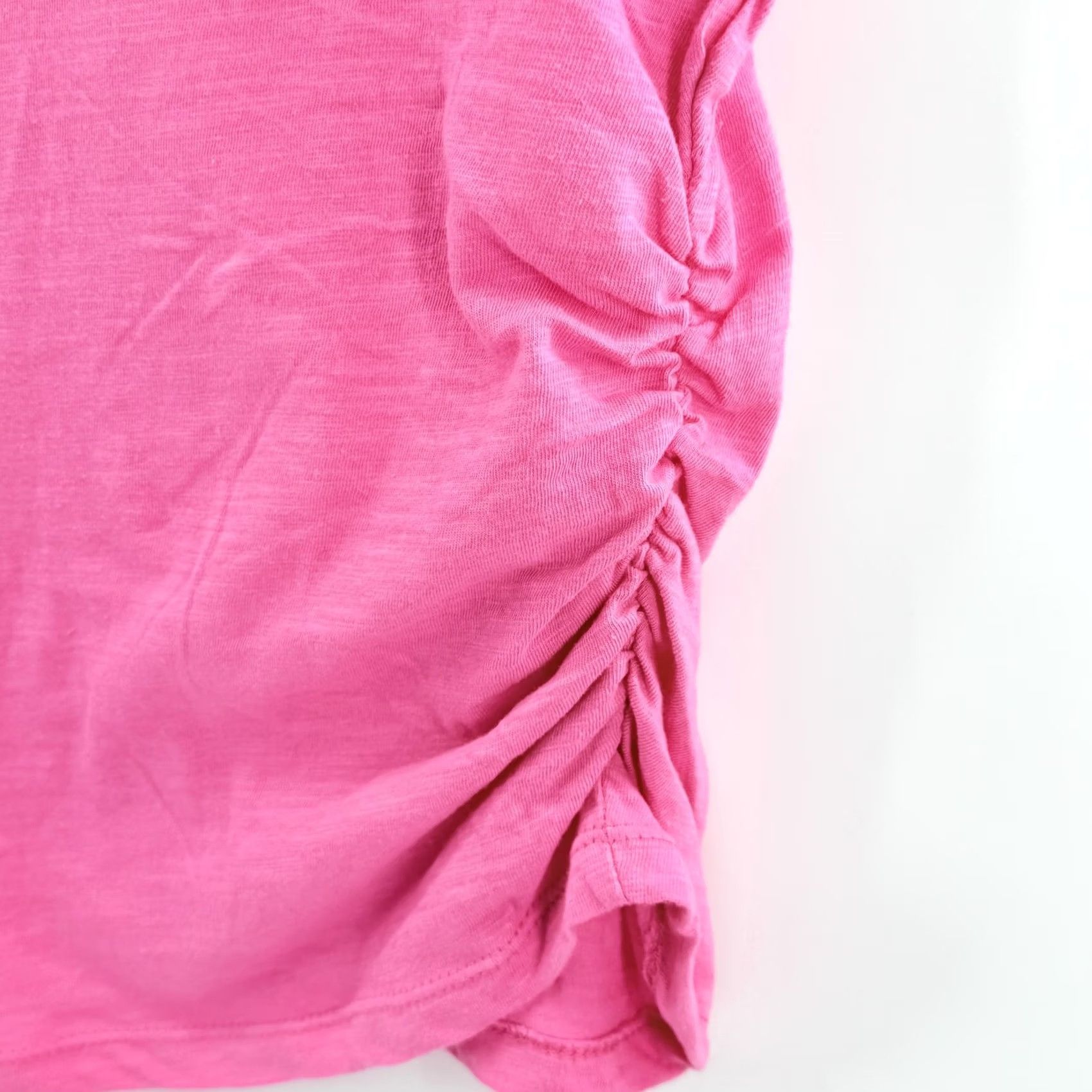 Pinko Feathers Shirt Womens 3X Pink V Neck Short Sleeve Ruched Cotton Casual Soft Top Size XXL / US 16-18 / IT 52-54 - 3 Thumbnail