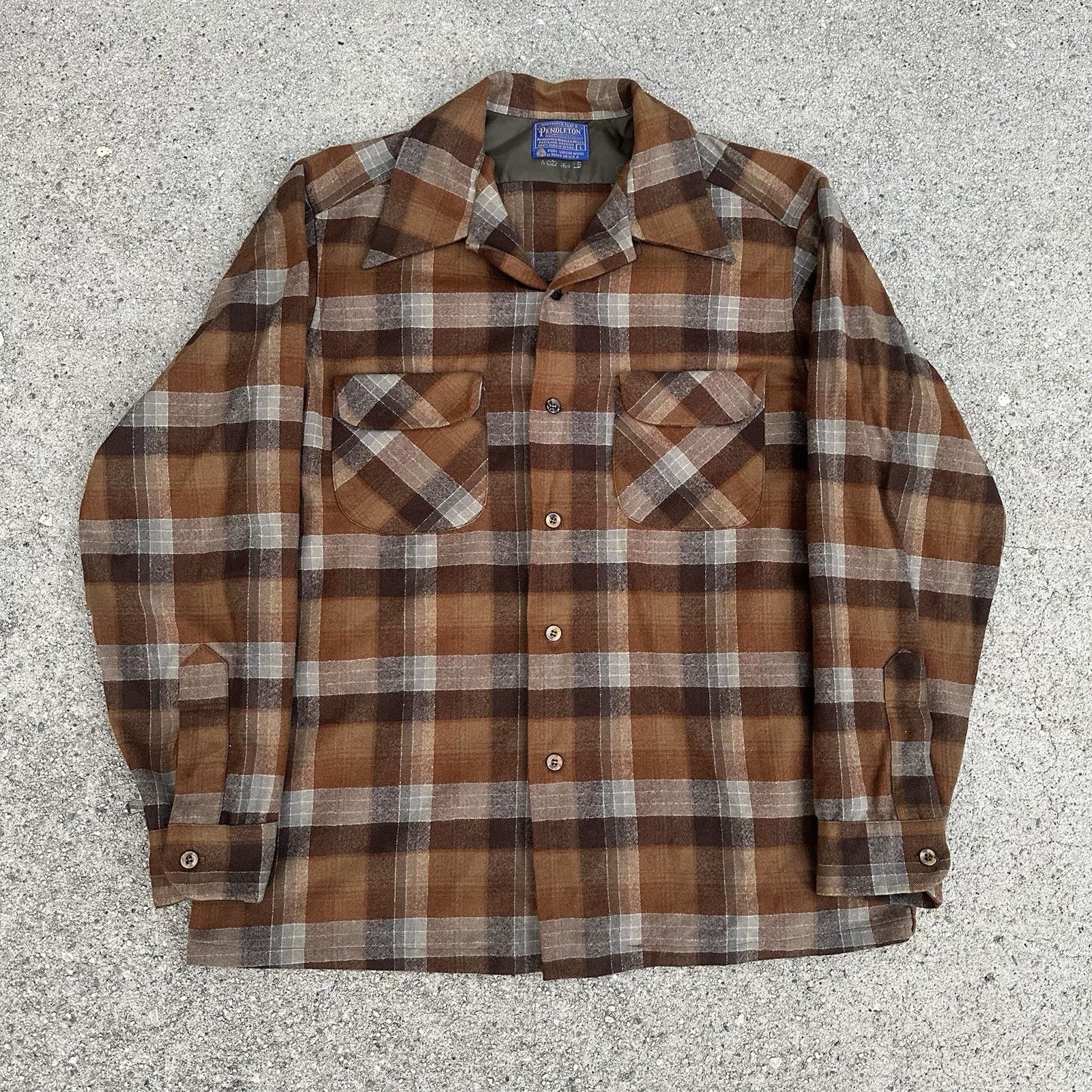 Pendleton × Vintage Vintage 60s Pendleton Plaid Wool Board Shirt Loop Collar Size US L / EU 52-54 / 3 - 1 Thumbnail